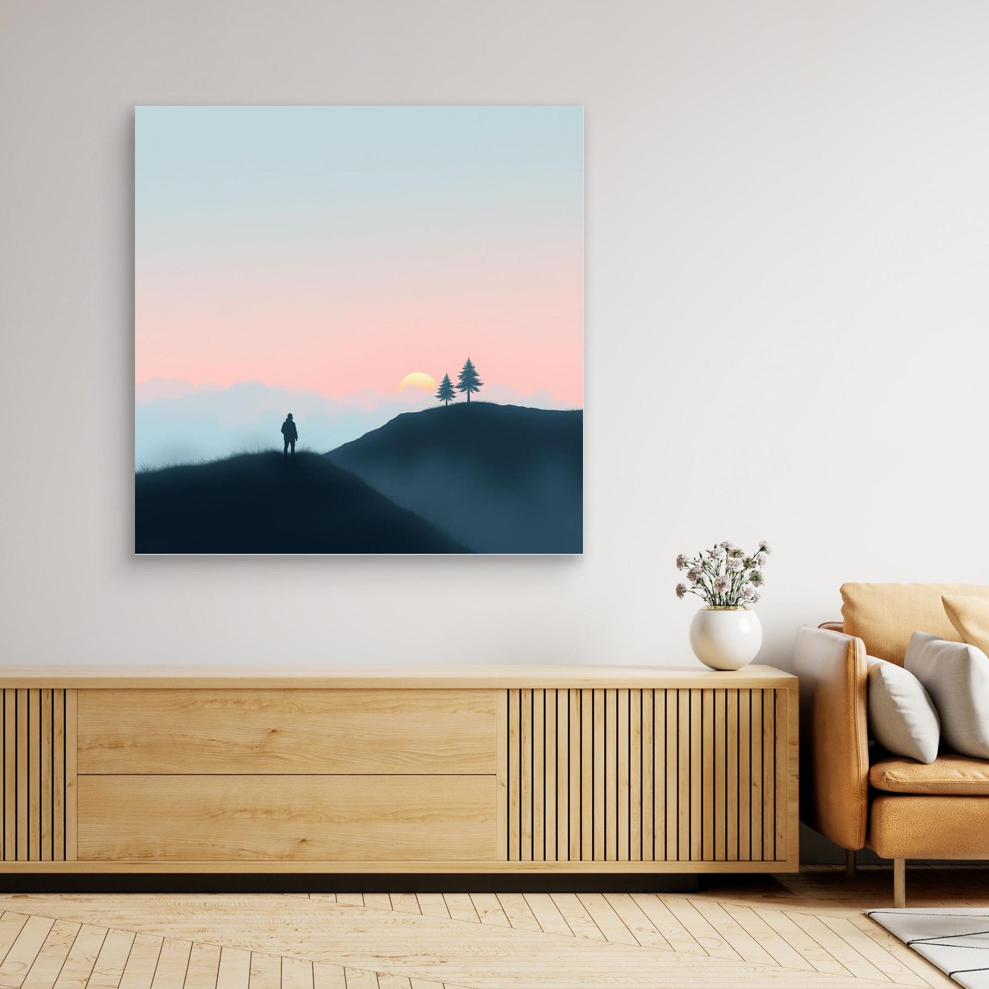 Solitude at Sunset – Minimalist Landscape Canvas Wall Art
