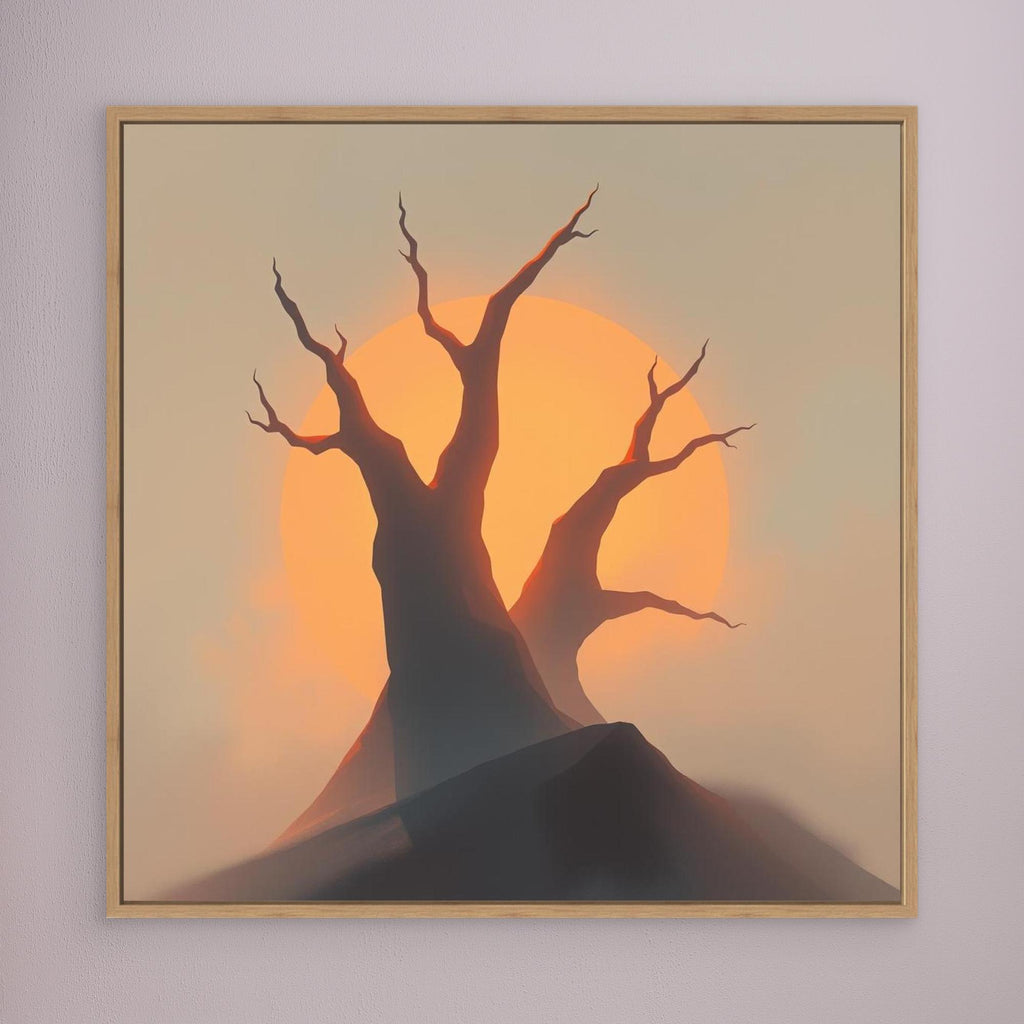 Sunset Silhouettes – Minimalist Tree Landscape Canvas Wall Art | Abstract Nature Print