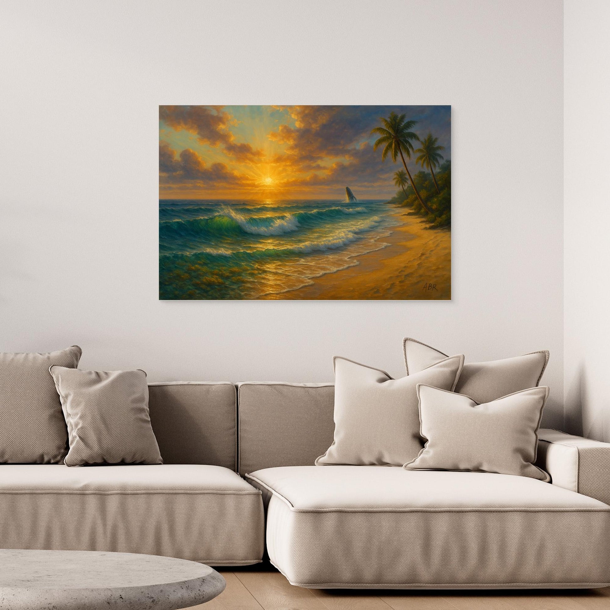 Tropical Sunset Beach Canvas Wall Art