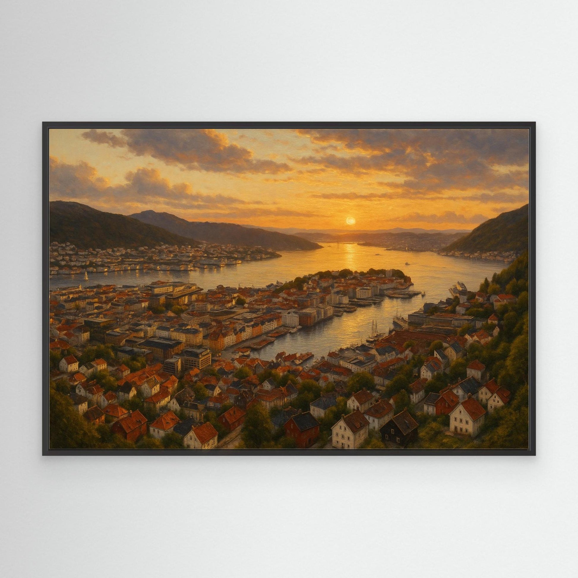 Bergen Fjord Sunset Canvas Wall Art