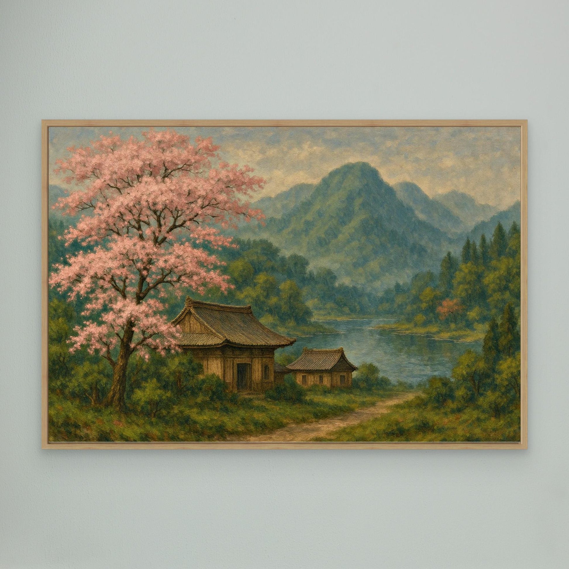 Cherry Blossom Tranquility – Japanese Nature Canvas Wall Art