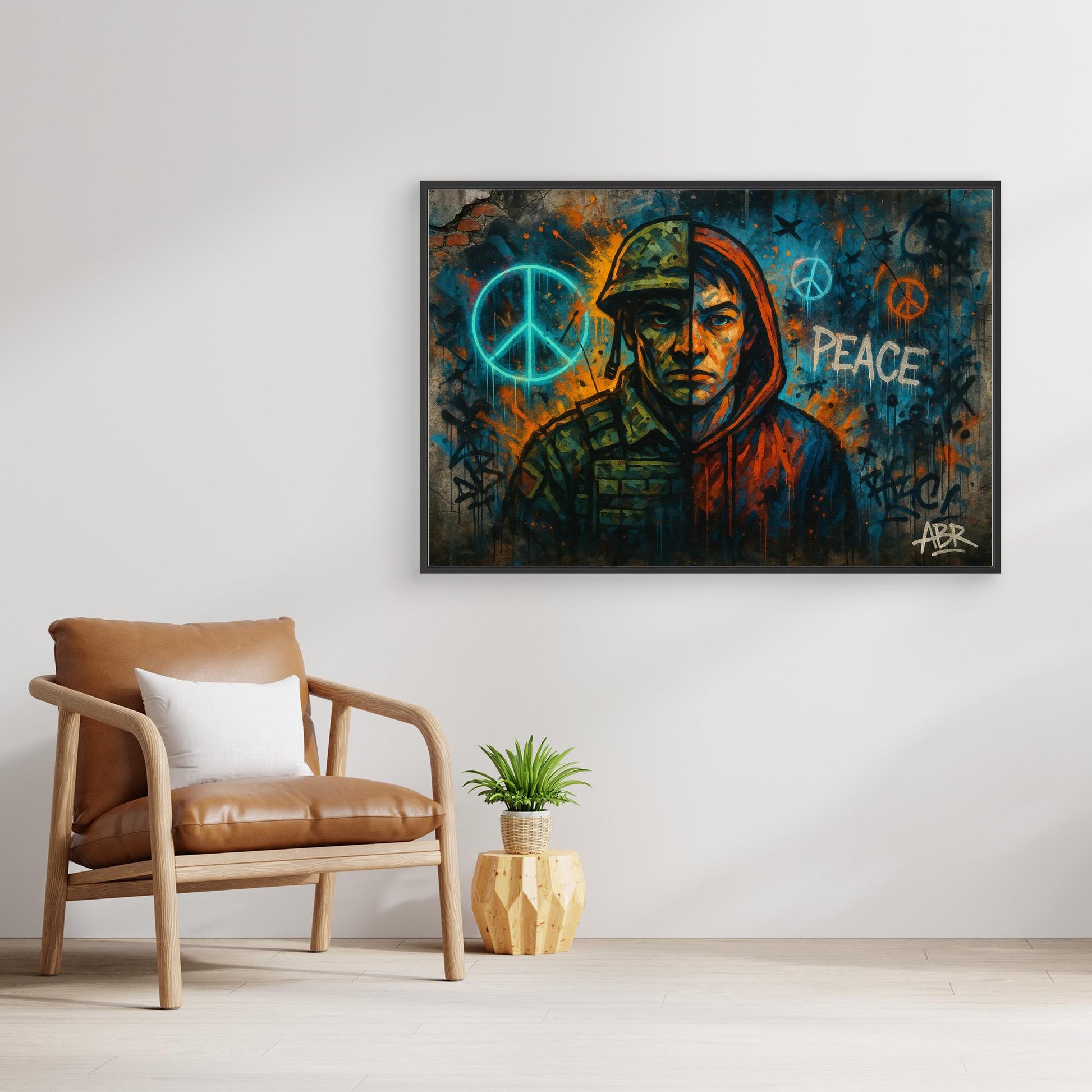 Peace and War Street Art Canvas – Urban Graffiti Wall Print