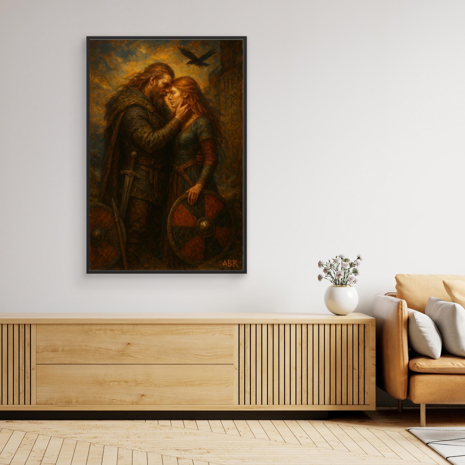 Viking Warrior Couple Canvas Wall Art