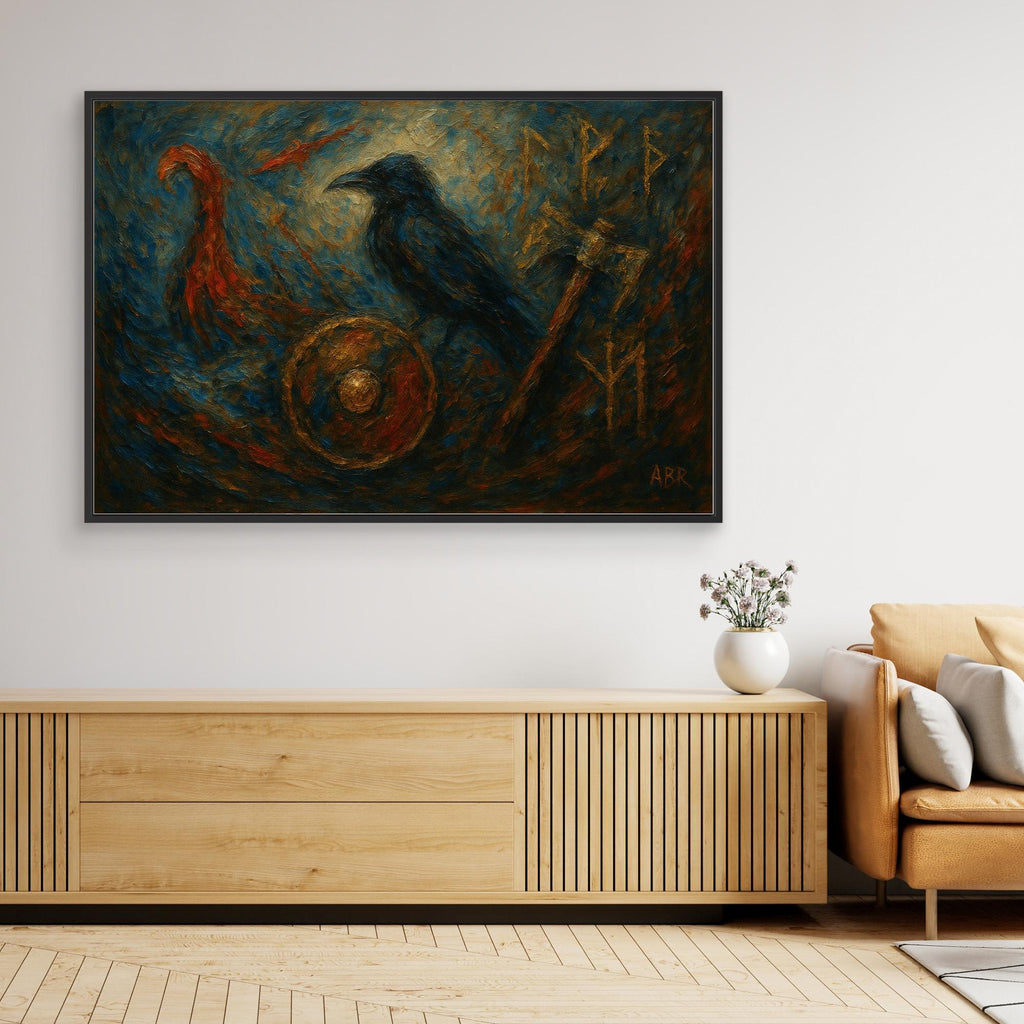 Viking Raven Canvas Wall Art