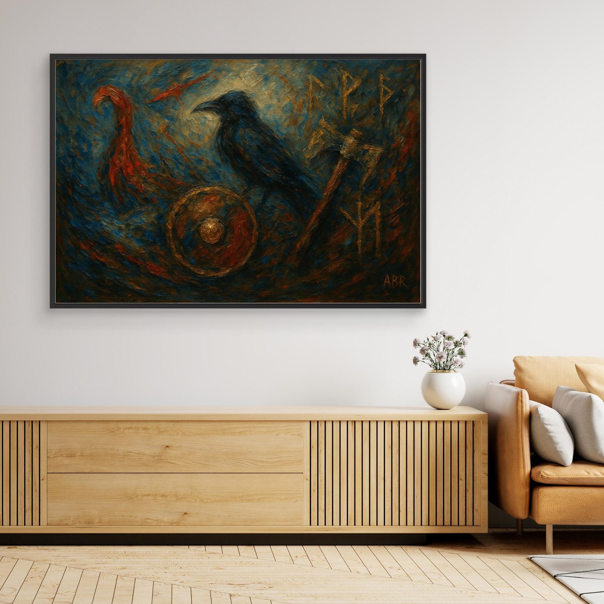 Viking Raven Canvas Wall Art