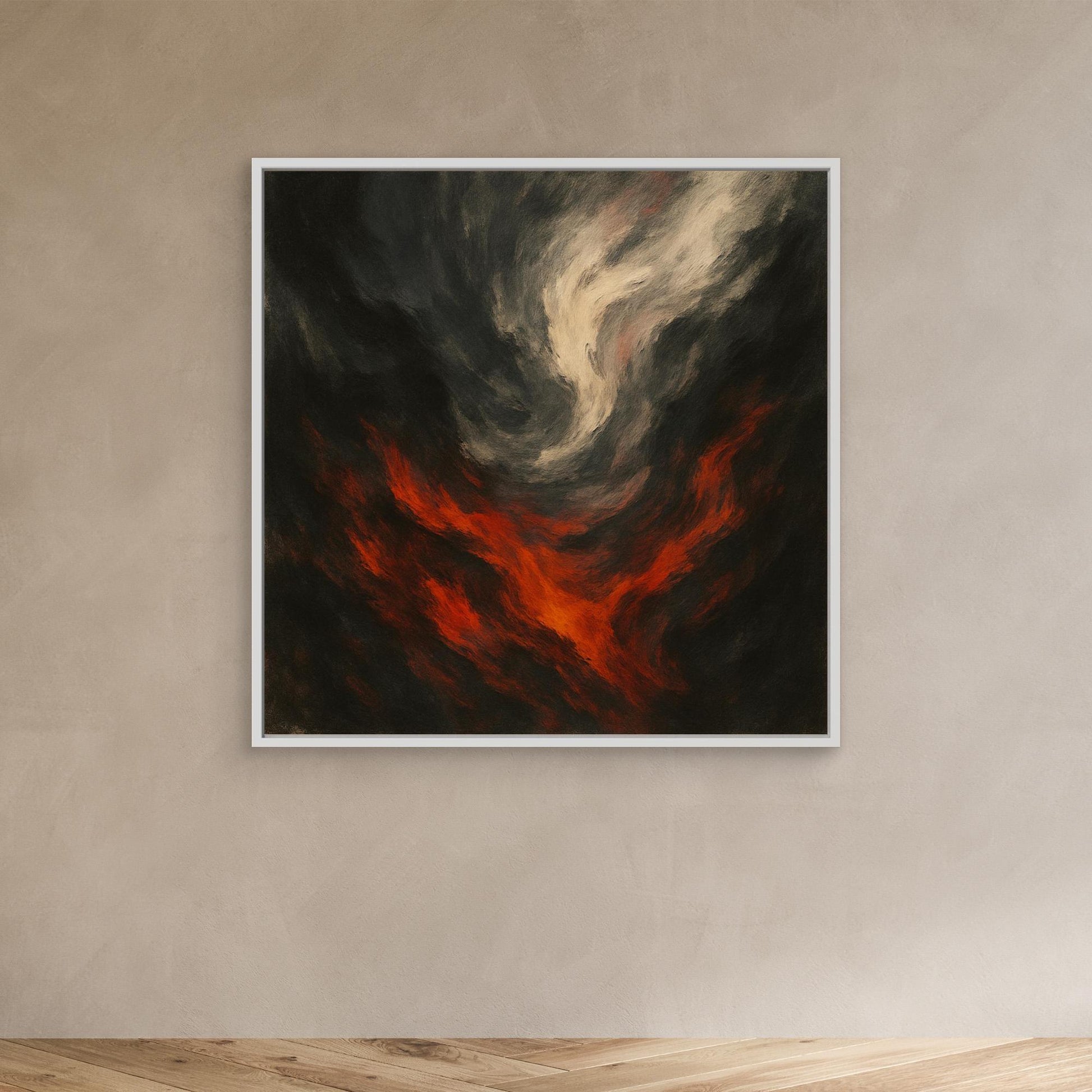 Inferno Drift – Abstract Fire and Smoke Canvas Wall Art