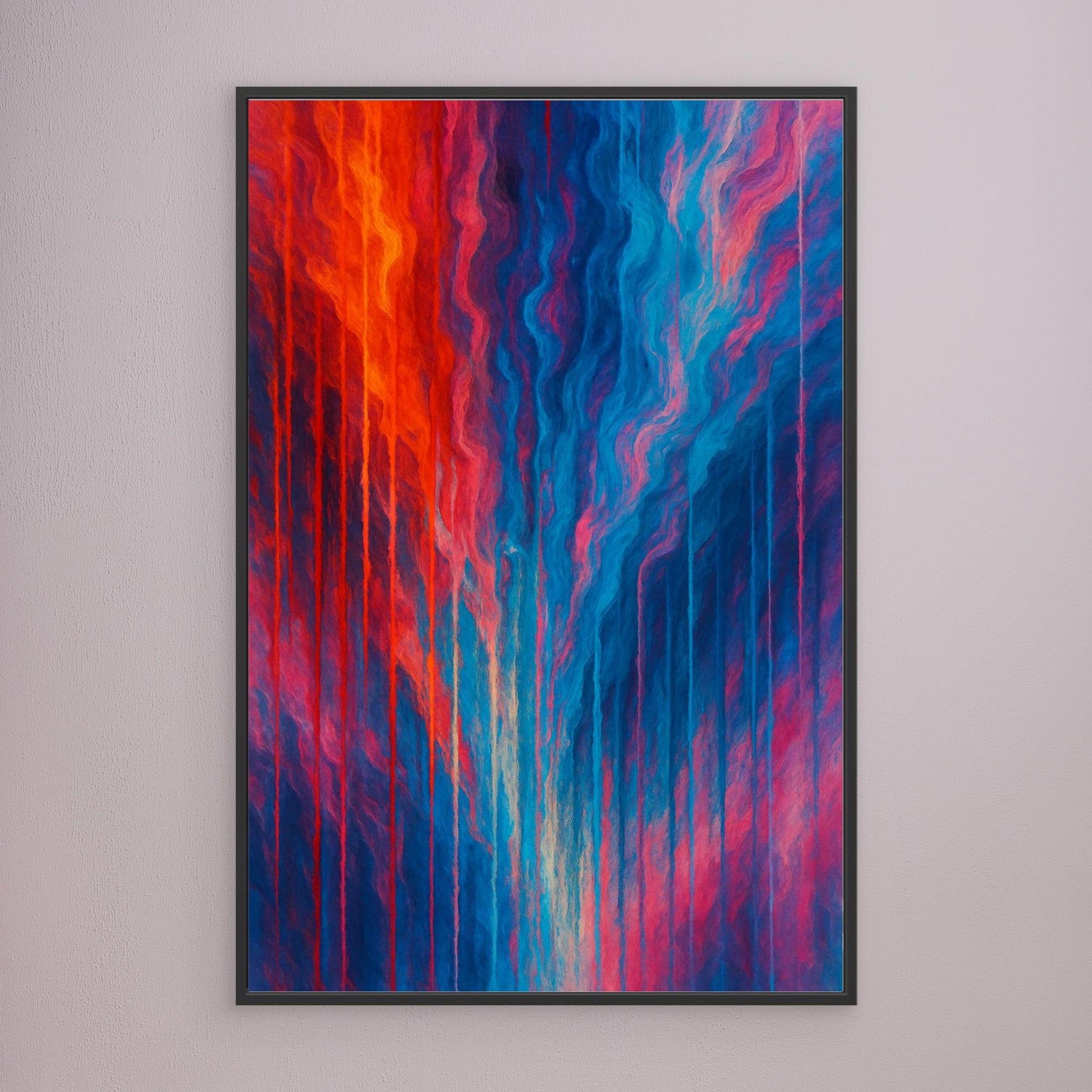 Red and Blue Abstract Canvas Wall Art – Modern Color Flow Print