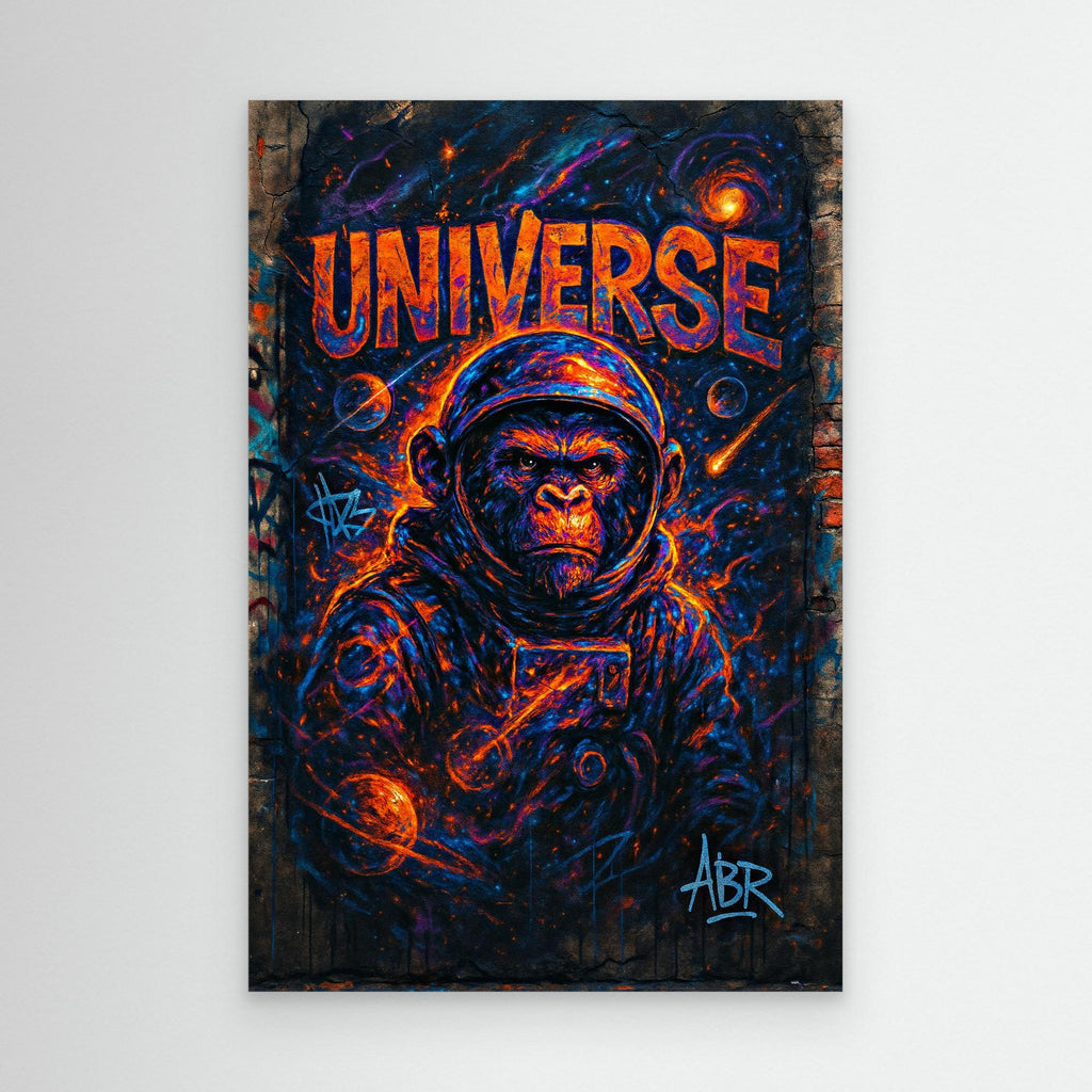 Space Gorilla Canvas Wall Art – Graffiti Style Universe Print