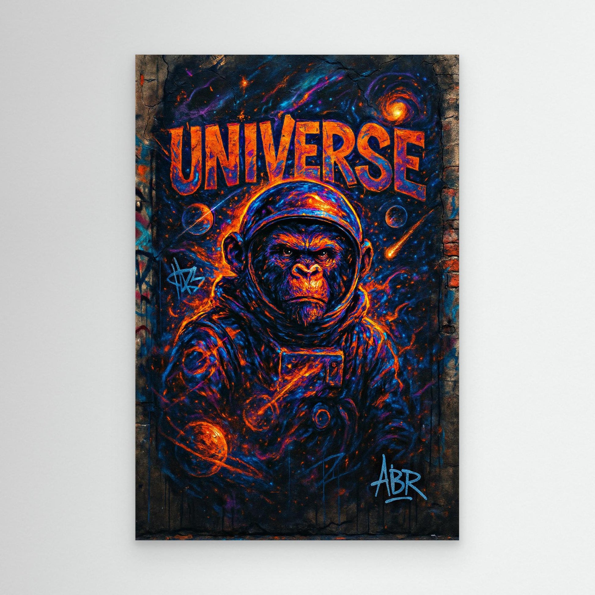 Space Gorilla Canvas Wall Art – Graffiti Style Universe Print