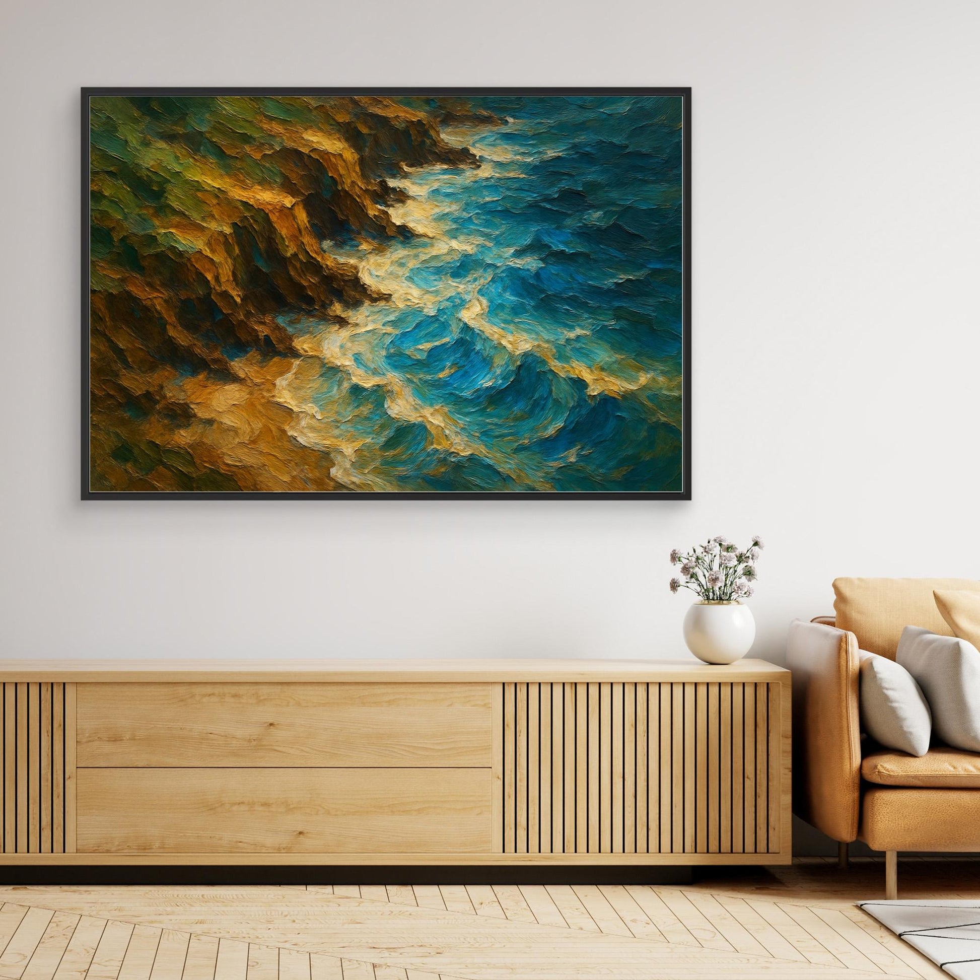 Ocean Cliff Canvas Wall Art – Abstract Coastal Print