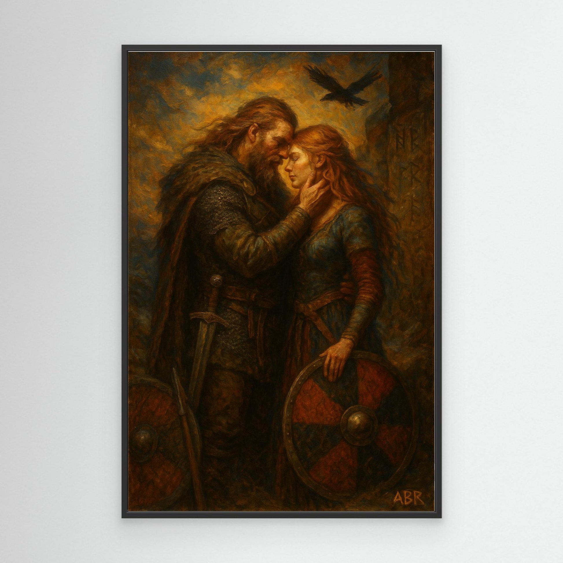 Viking Warrior Couple Canvas Wall Art
