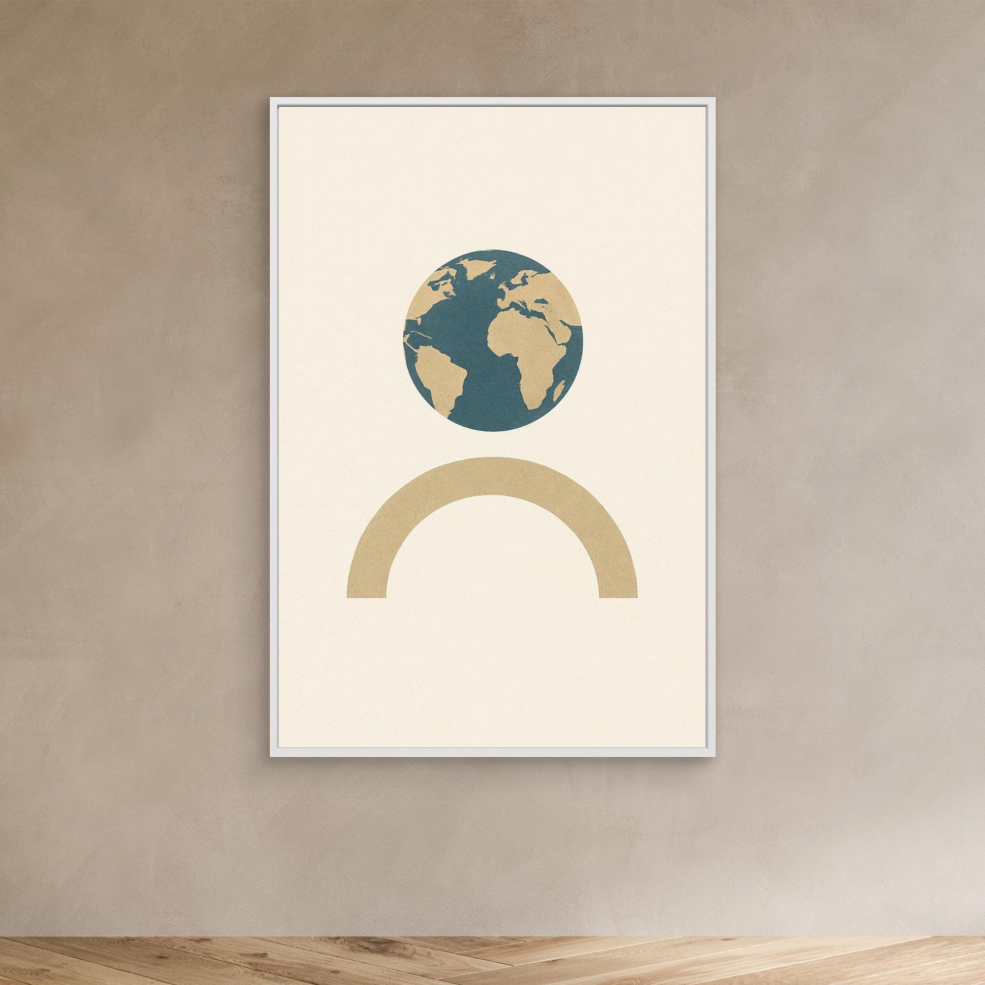 Balance of Earth – Minimalist Planet & Arch Canvas Wall Art