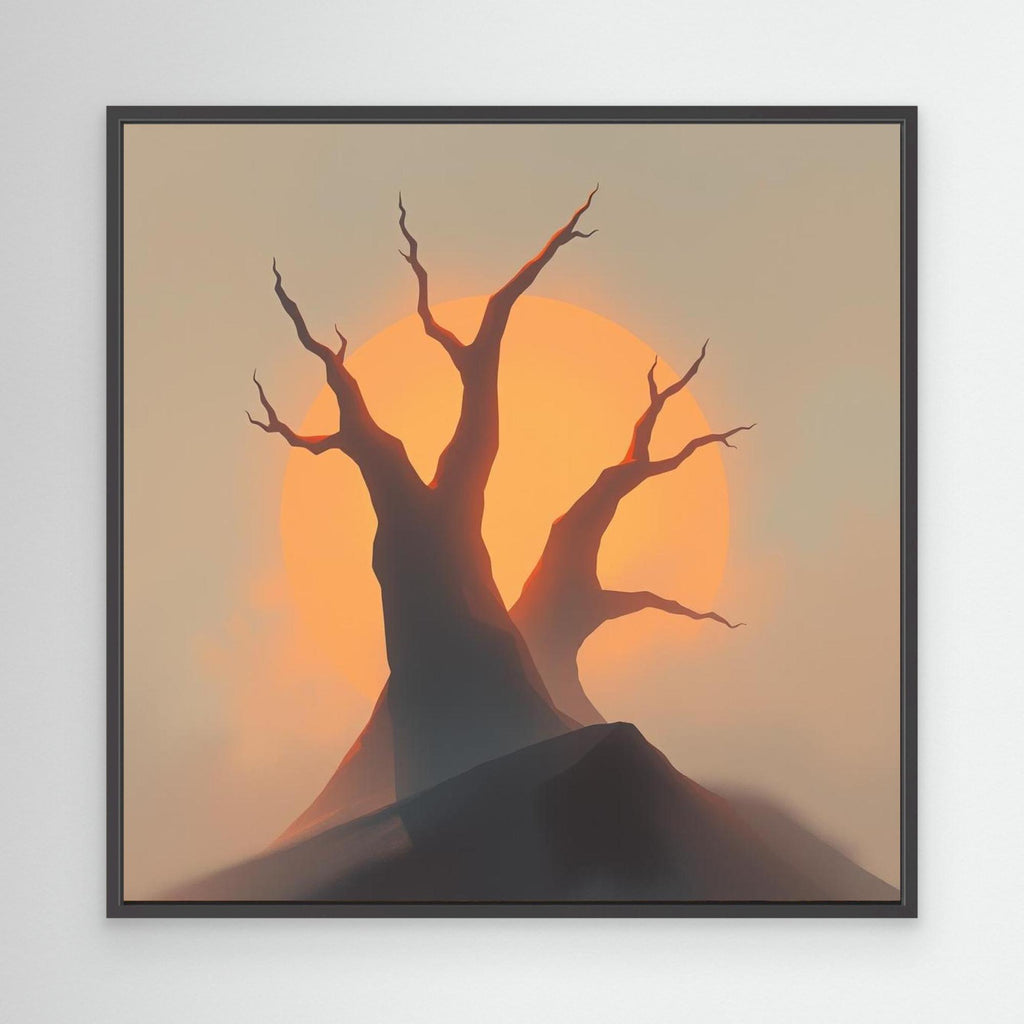 Sunset Silhouettes – Minimalist Tree Landscape Canvas Wall Art | Abstract Nature Print