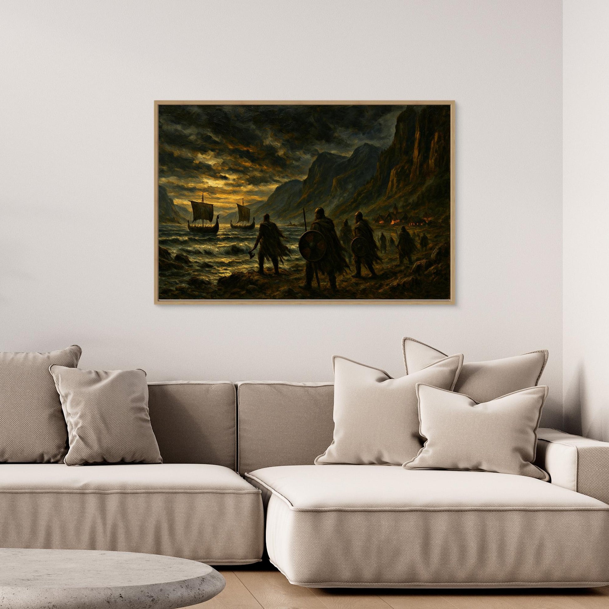 Viking Warships at Sunset – Canvas Wall Art
