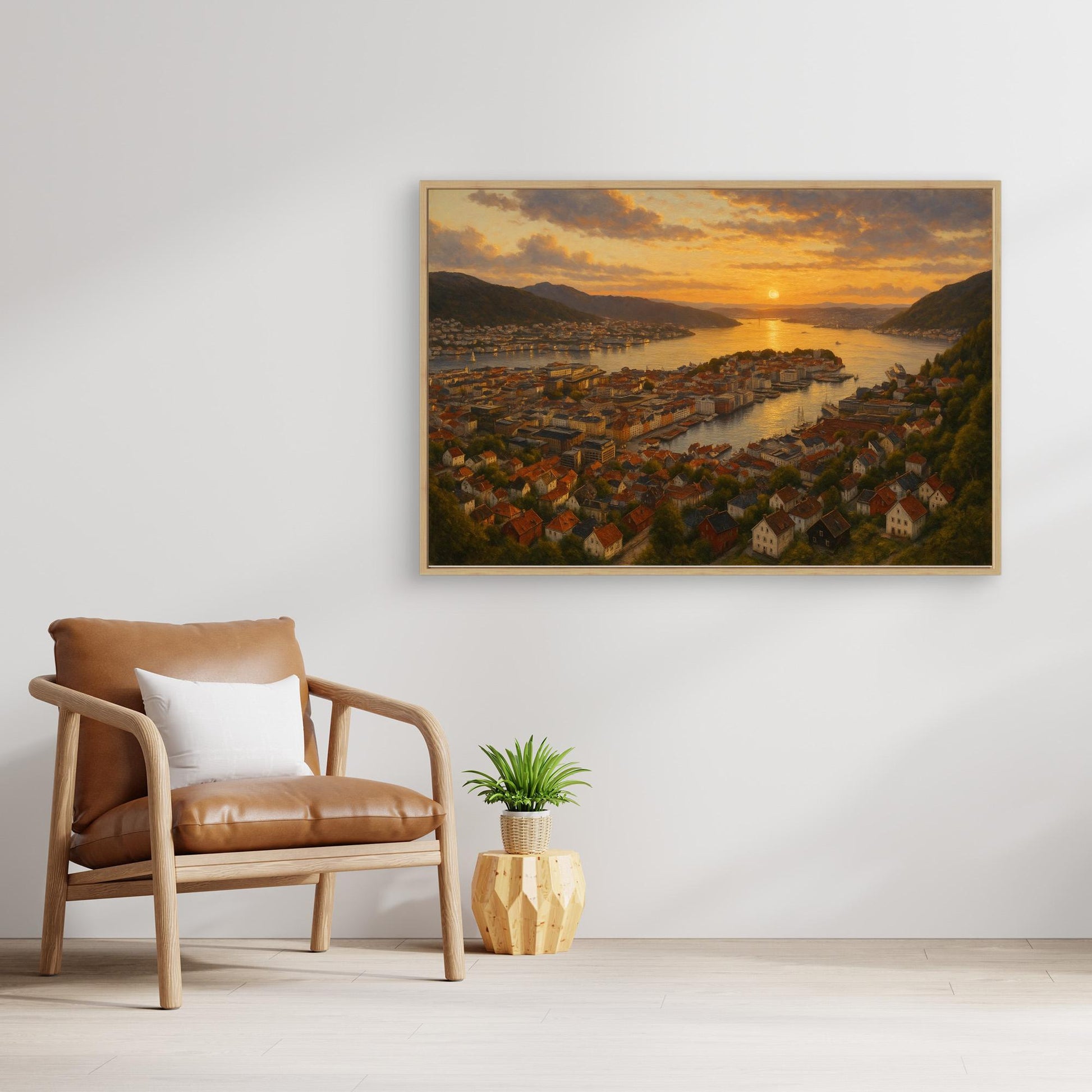 Bergen Fjord Sunset Canvas Wall Art