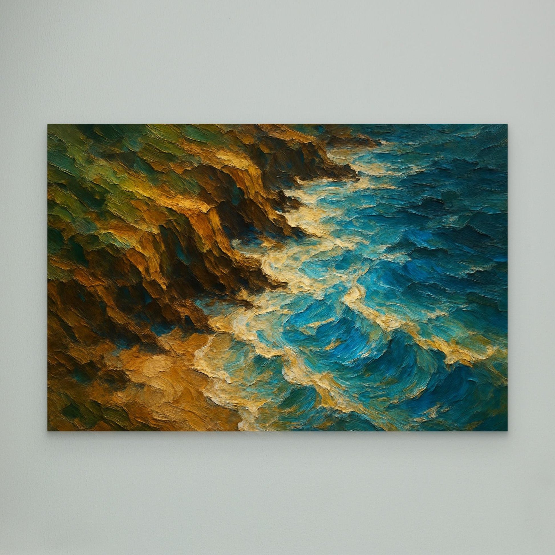Ocean Cliff Canvas Wall Art – Abstract Coastal Print