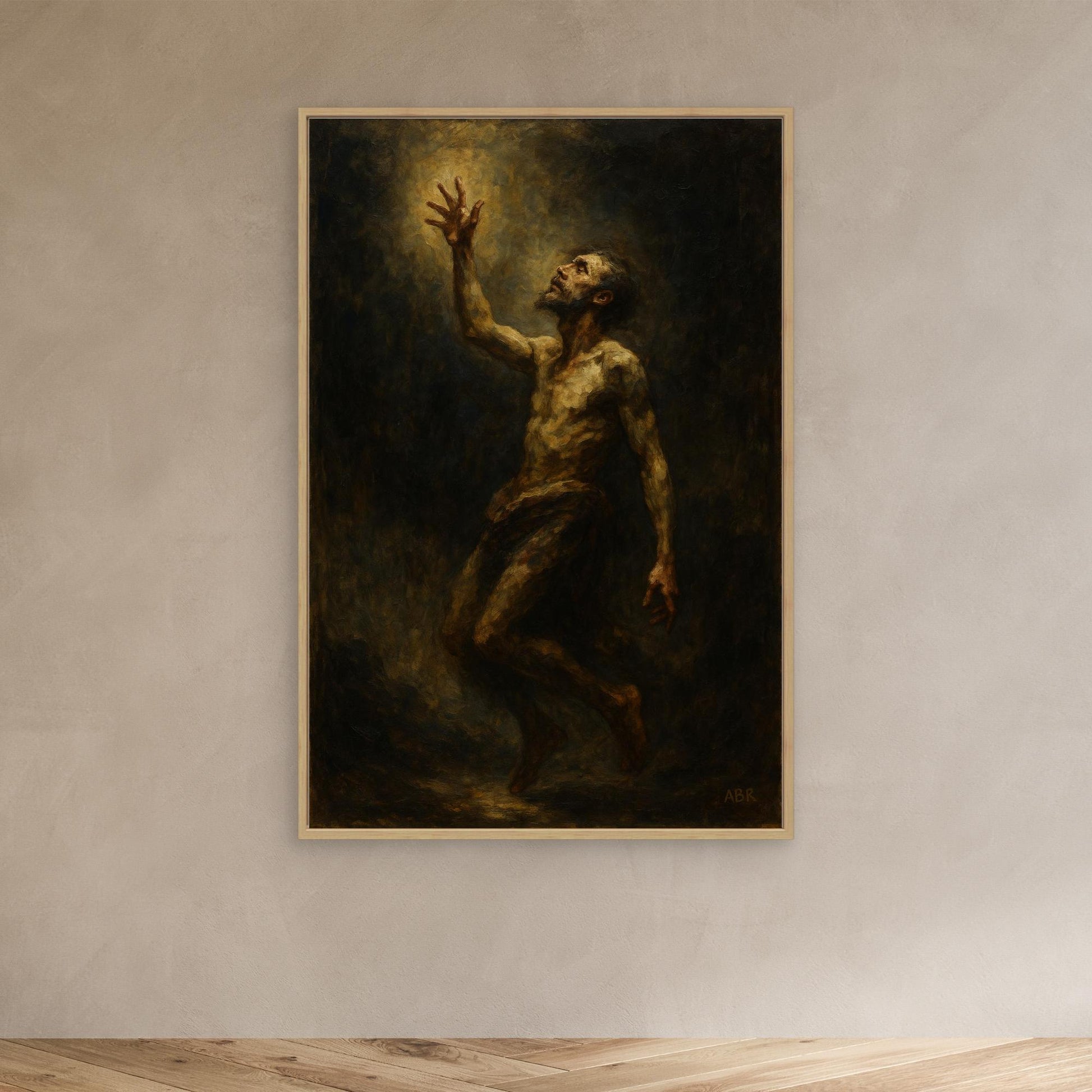 Figurative Canvas Wall Art – Man Reaching for Light