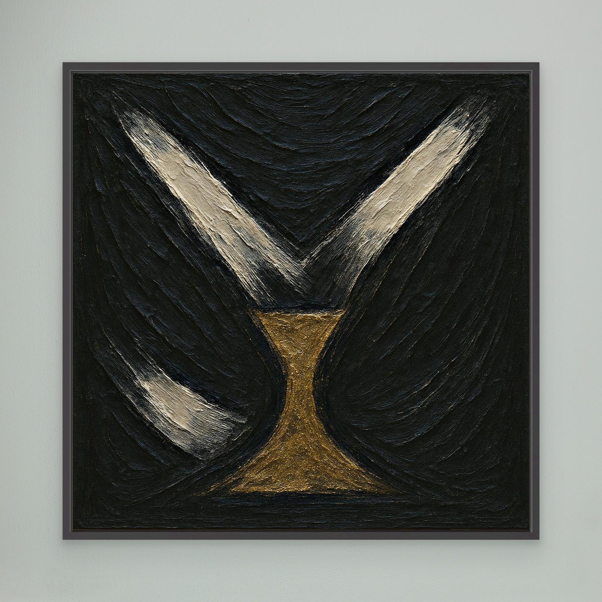 Golden Abstract Hourglass Canvas Wall Art