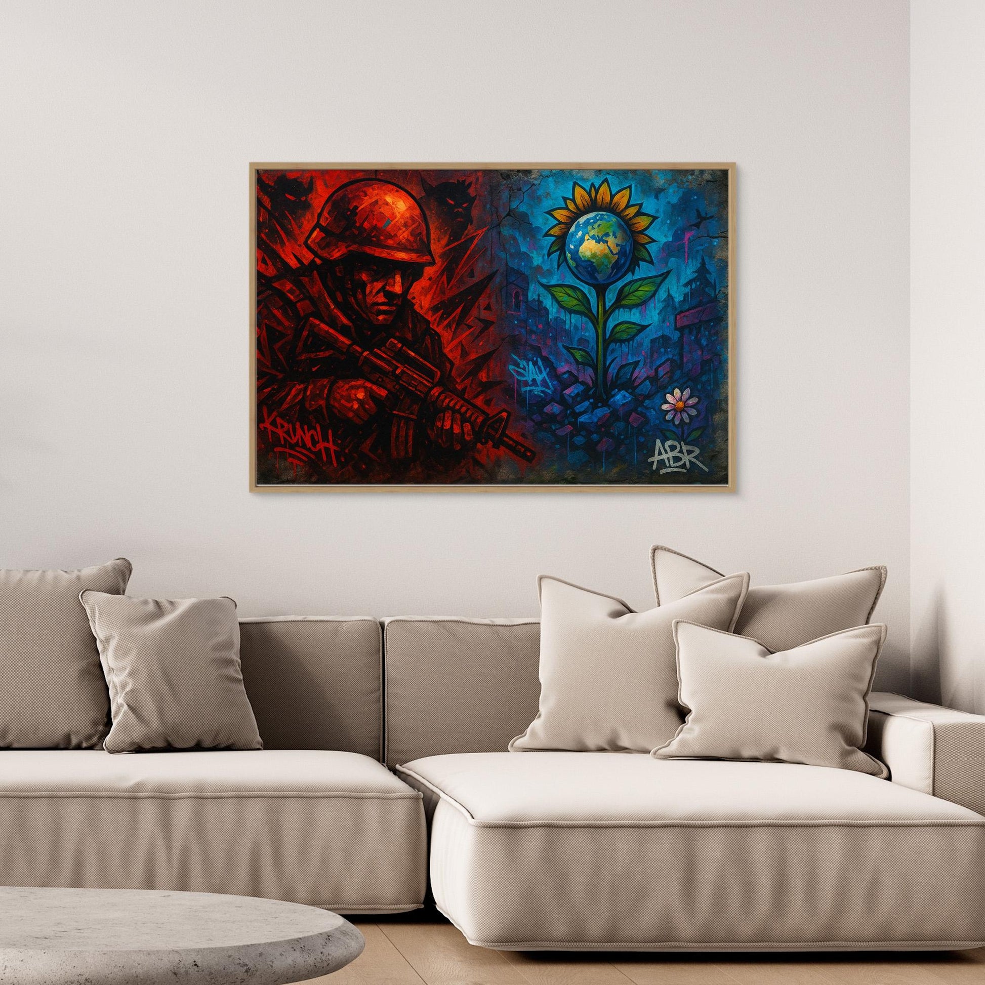 War and Peace Graffiti Canvas Wall Art