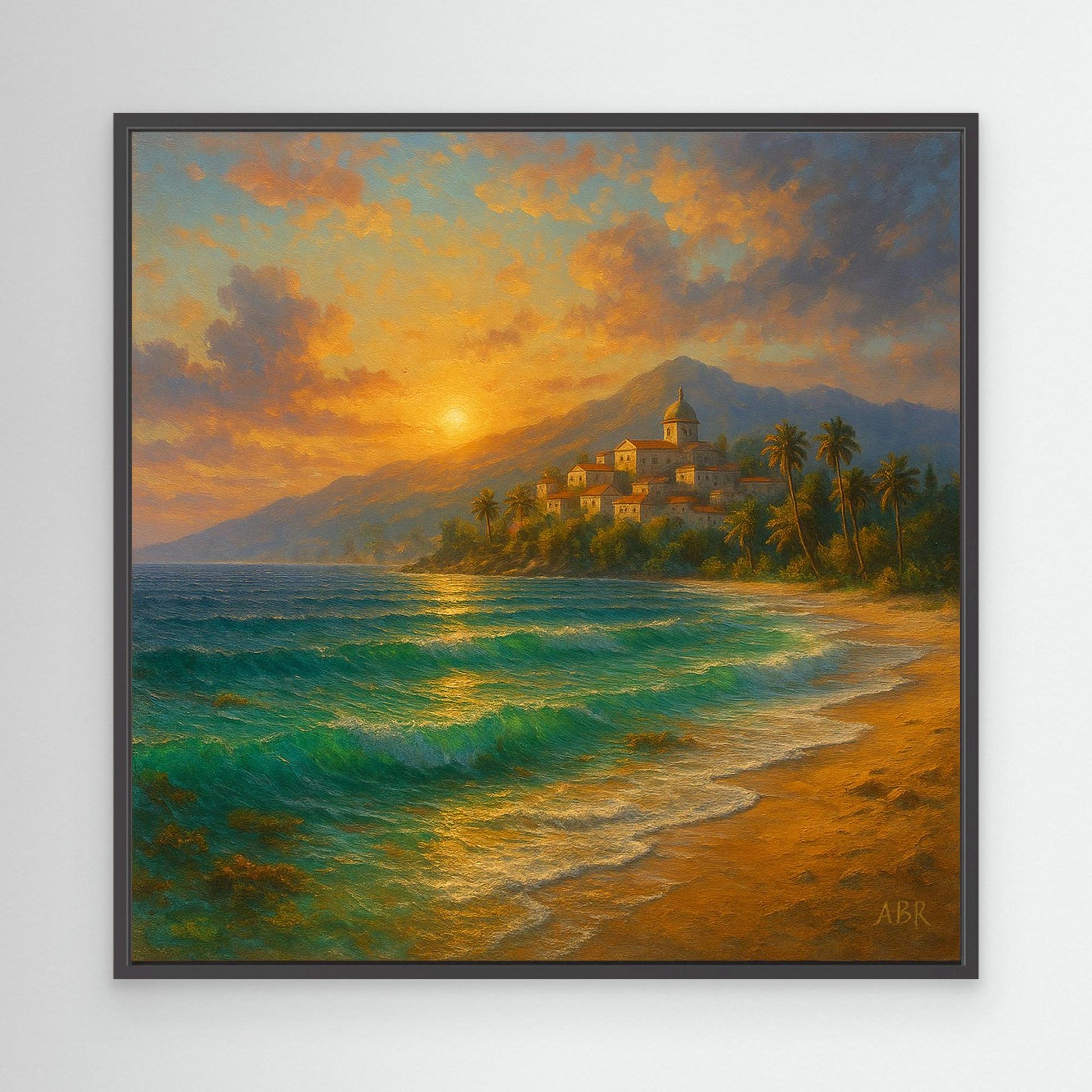 Mediterranean Sunset Coastal Canvas Print