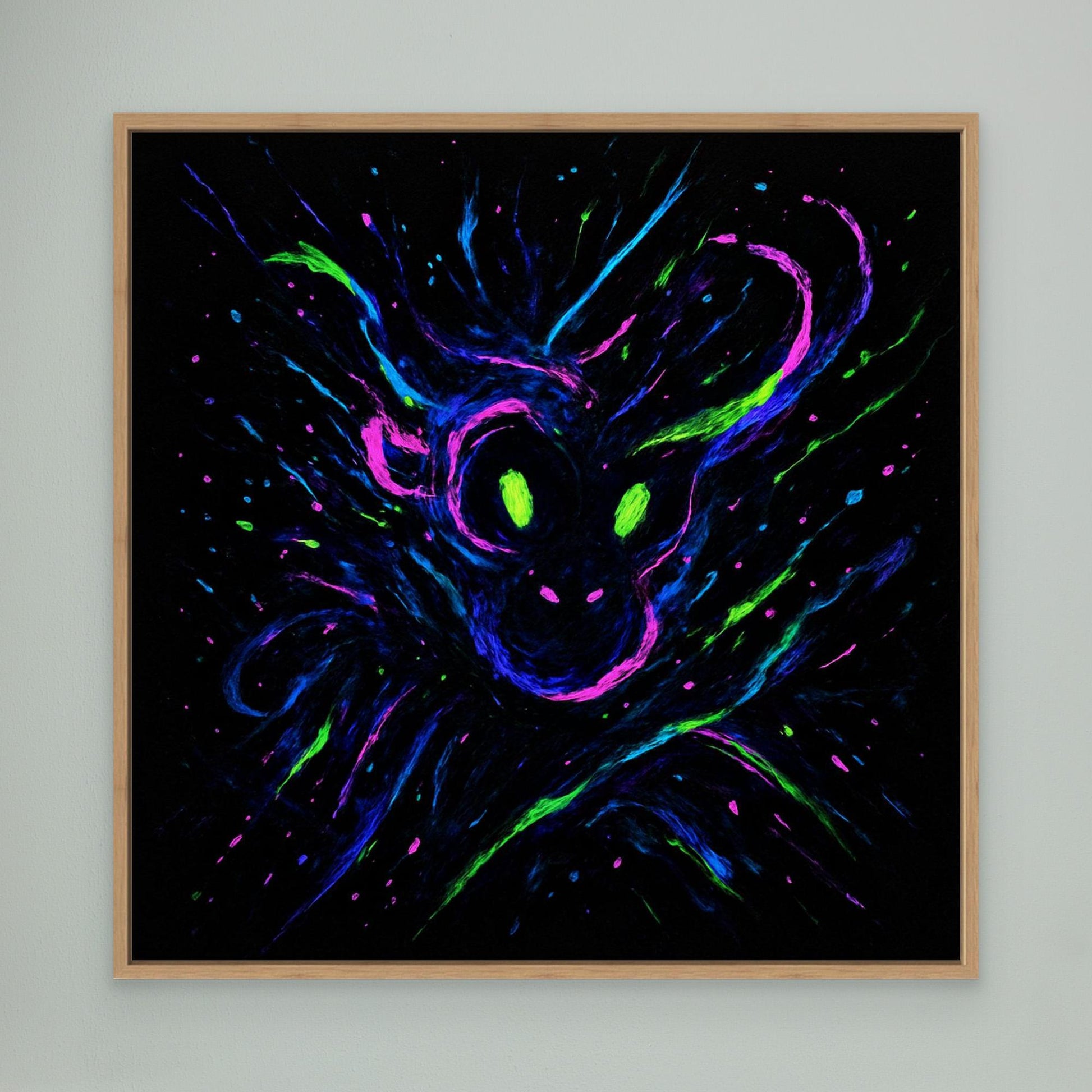 Neon Ape Spirit – Abstract Galactic Glow Canvas Wall Art | UV Reactive Alien Monkey Art Print