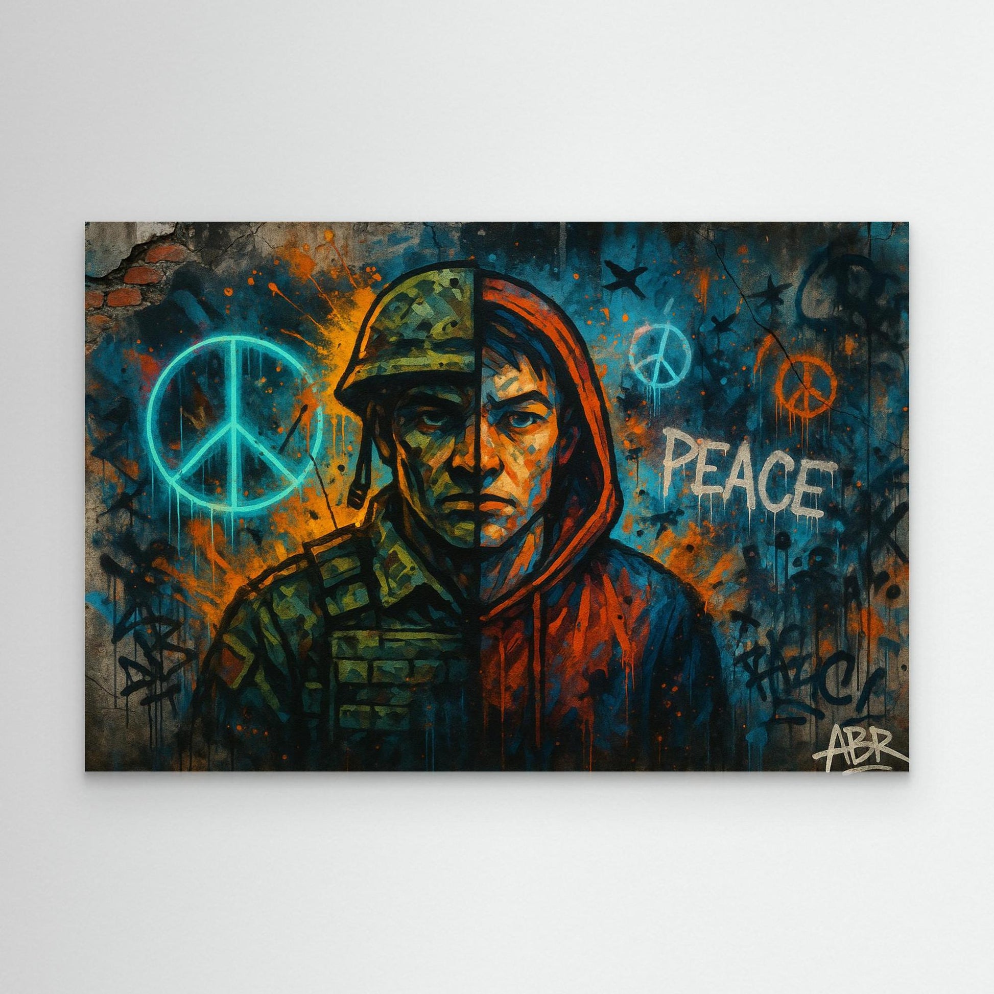 Peace and War Street Art Canvas – Urban Graffiti Wall Print