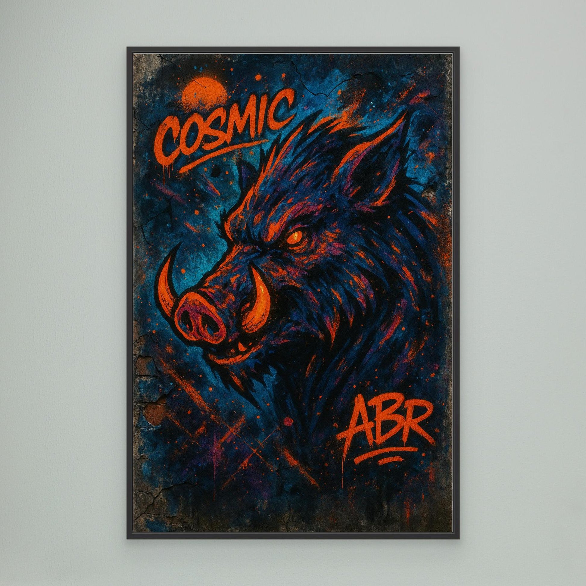 Cosmic Boar Graffiti Canvas Wall Art