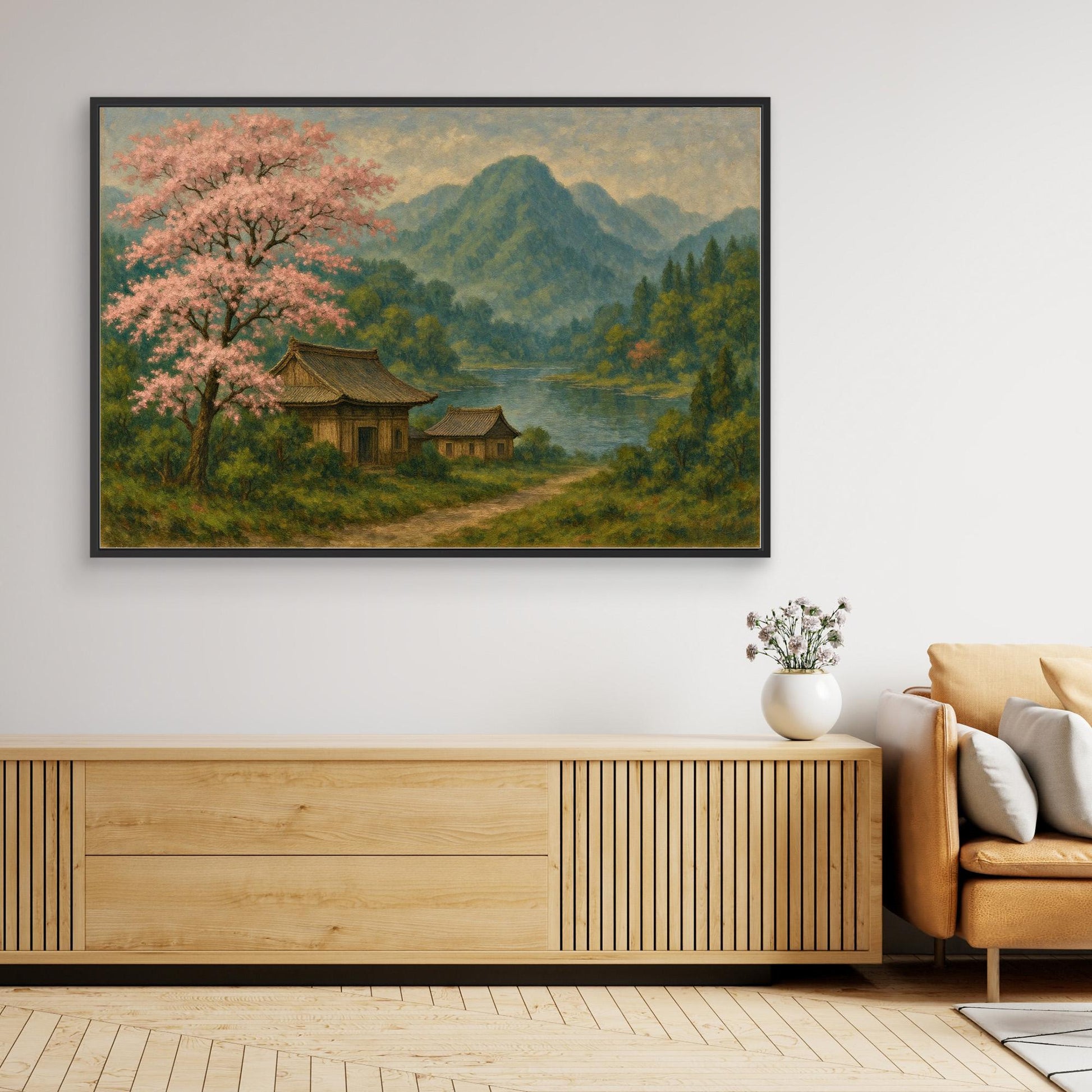 Cherry Blossom Tranquility – Japanese Nature Canvas Wall Art