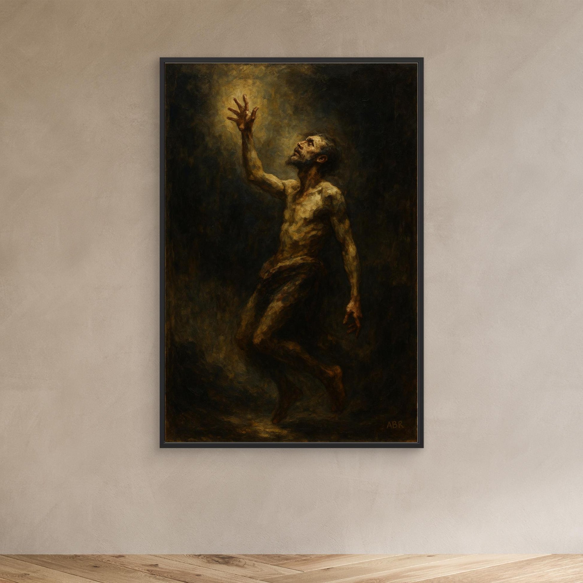 Figurative Canvas Wall Art – Man Reaching for Light