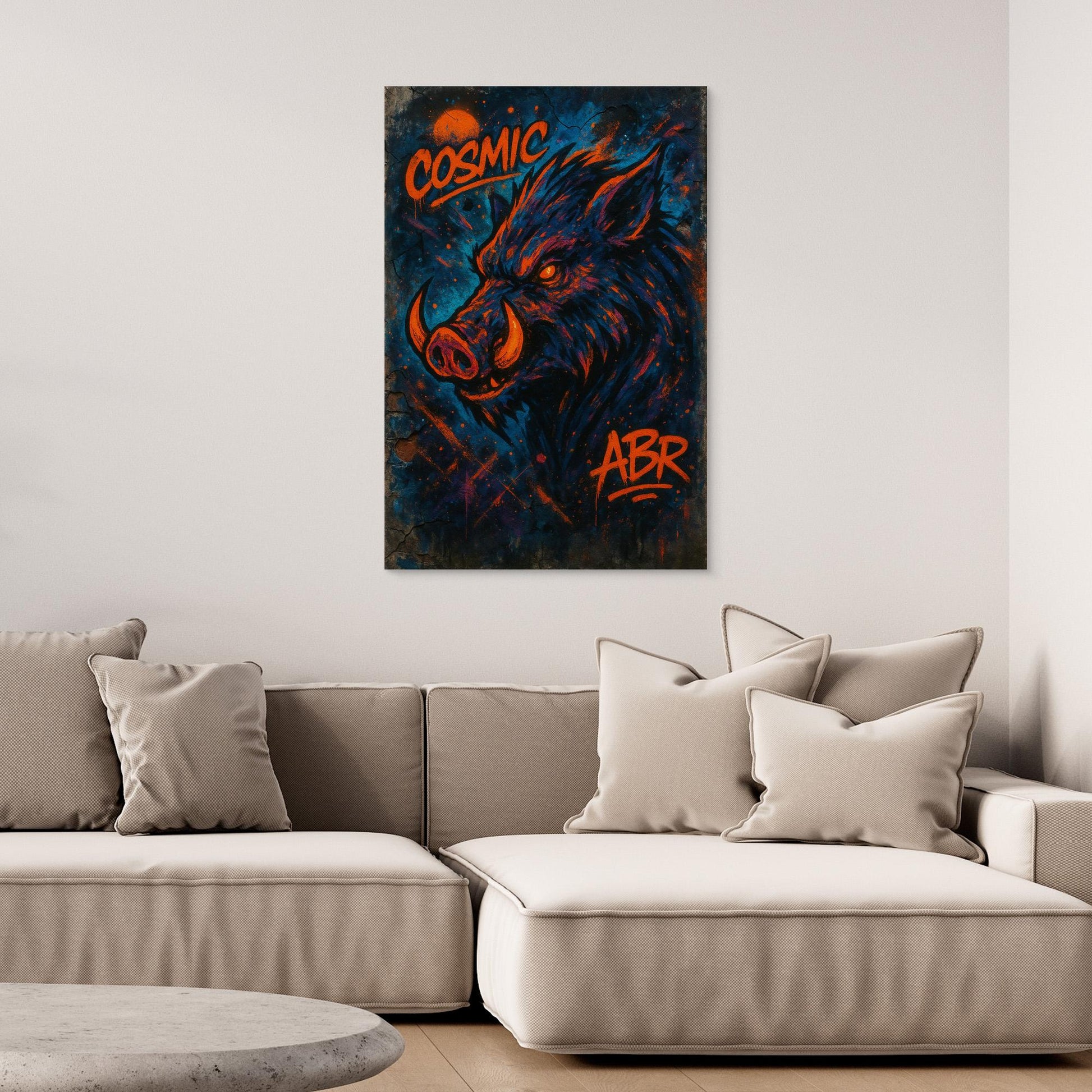 Cosmic Boar Graffiti Canvas Wall Art