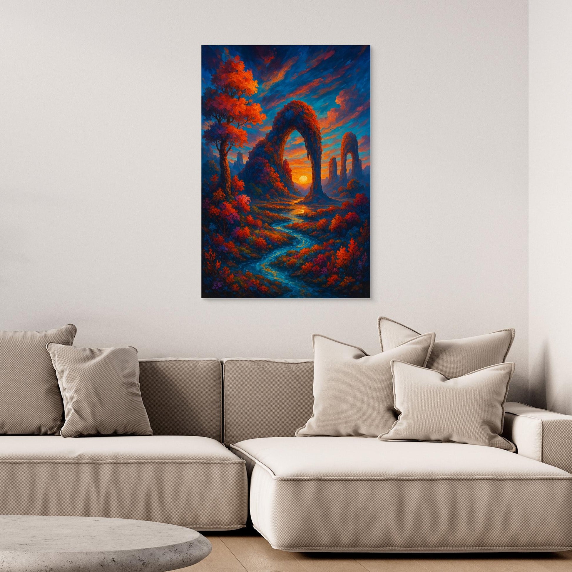 Fantasy Sunset Landscape Canvas Wall Art – Colorful Nature Print