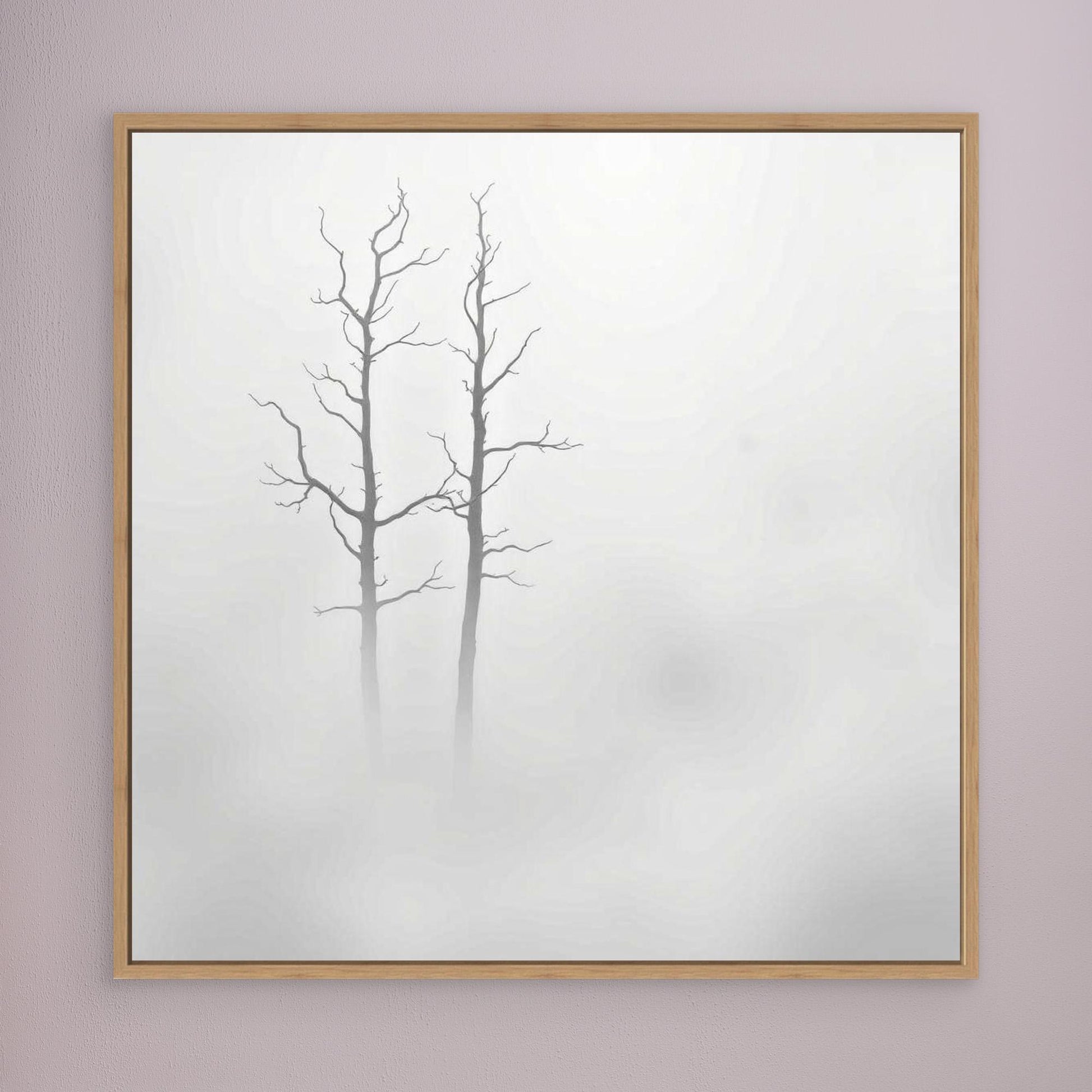 Echoes in the Fog – Minimalist Black and White Nature Canvas Art | Misty Trees Wall Decor