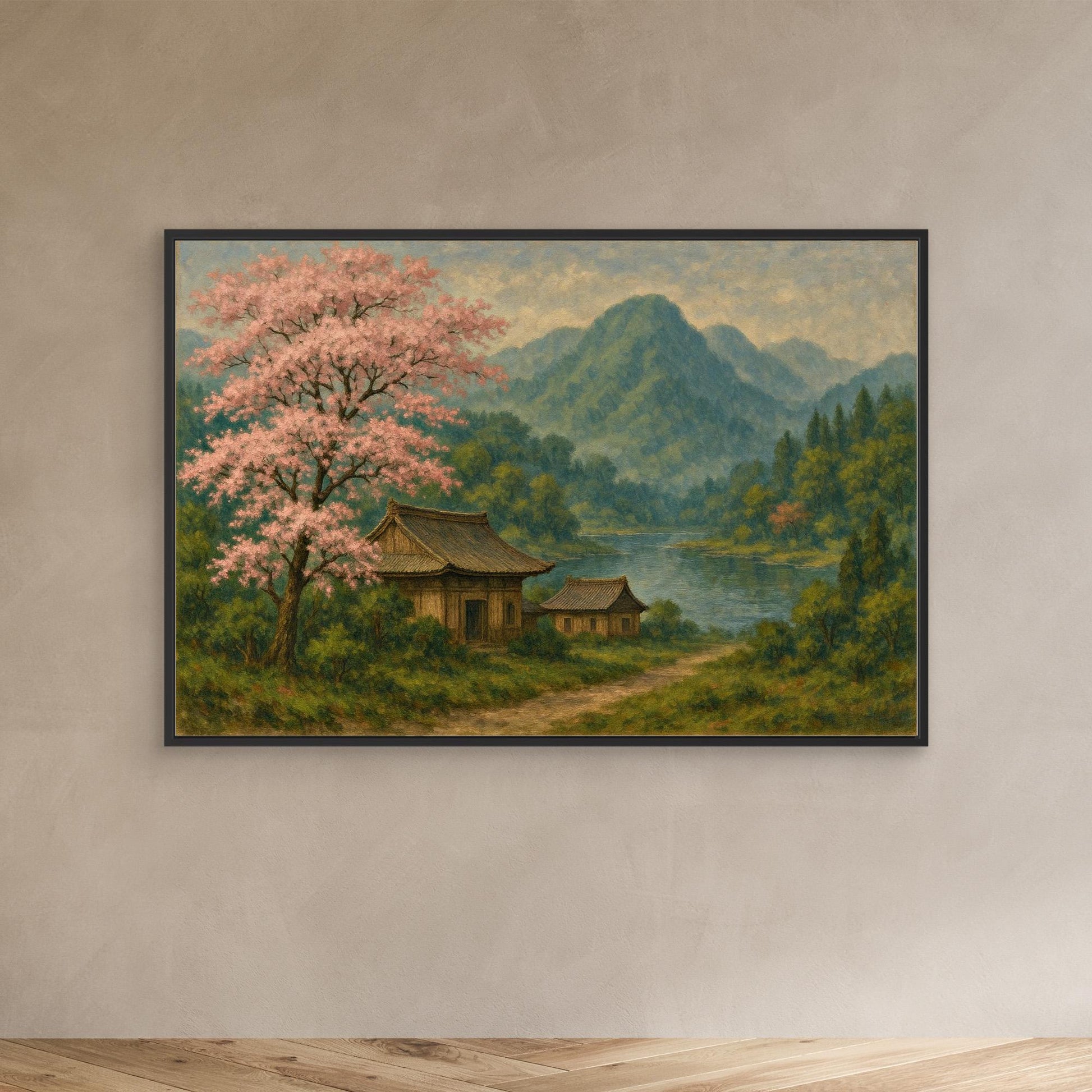 Cherry Blossom Tranquility – Japanese Nature Canvas Wall Art