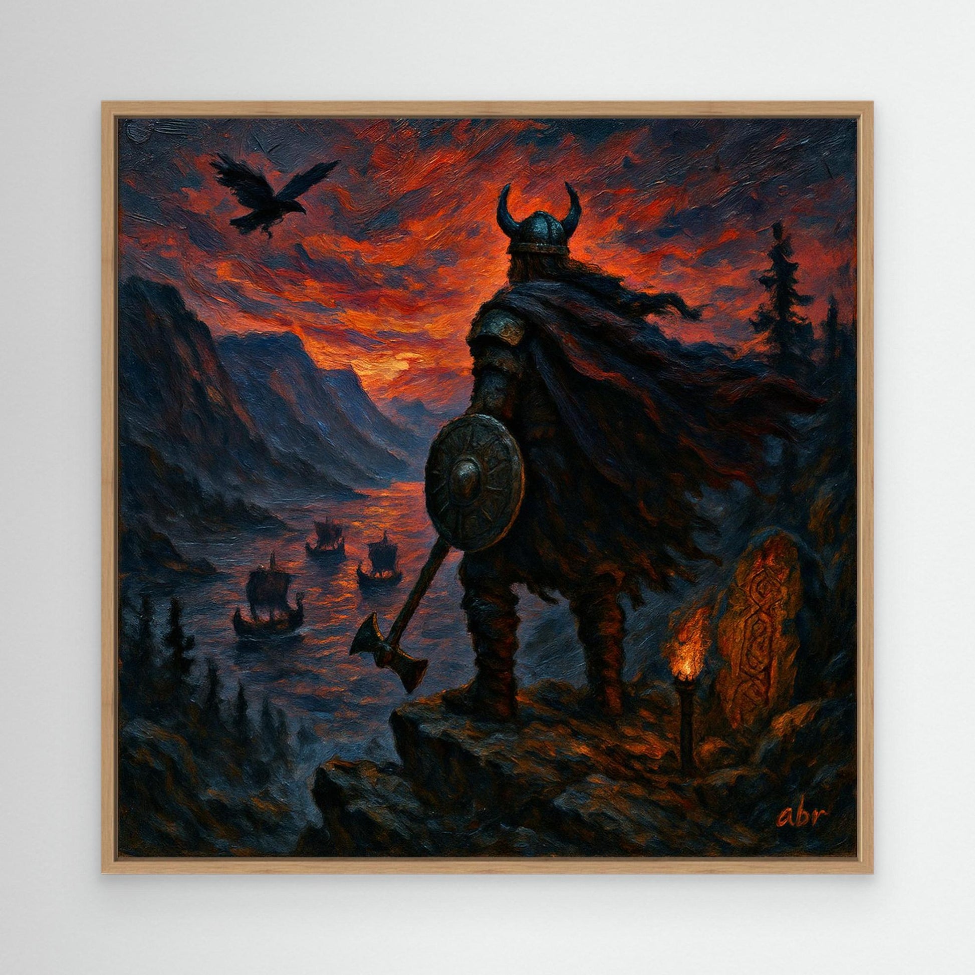 Viking Warrior at Sunset – Canvas Wall Art