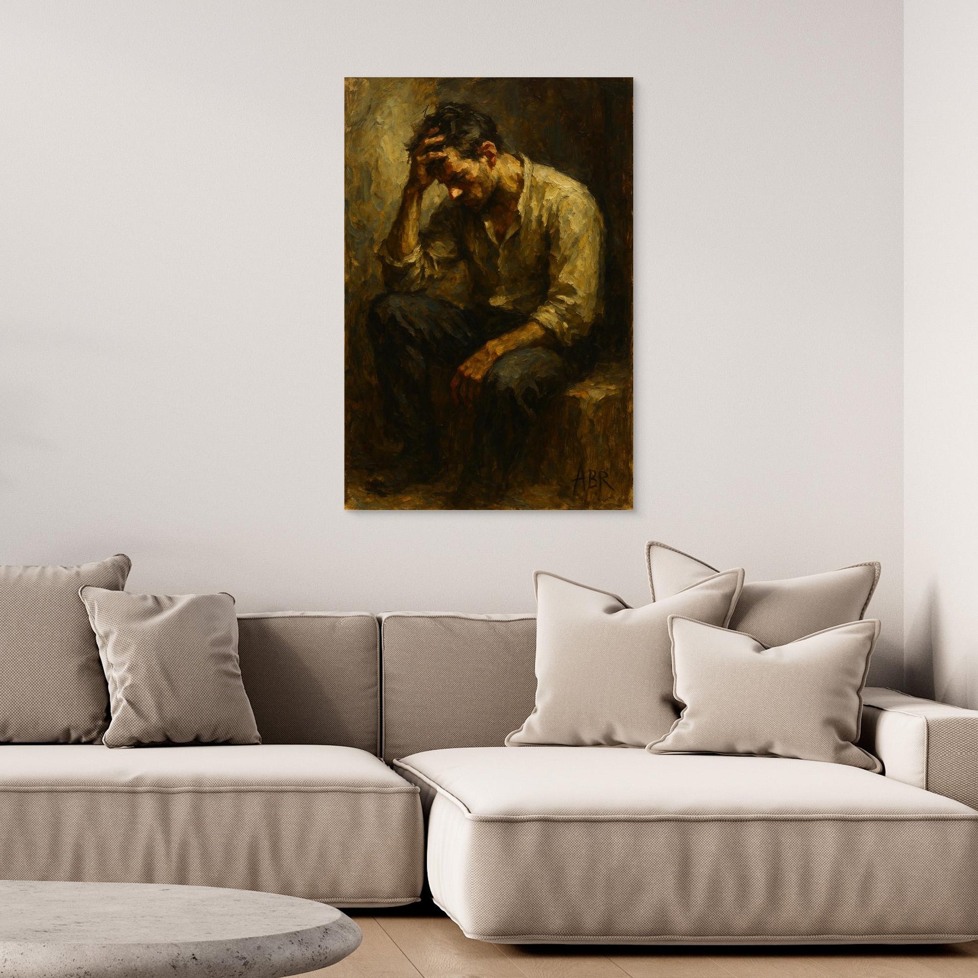 Contemplative Man Figurative Canvas Wall Art