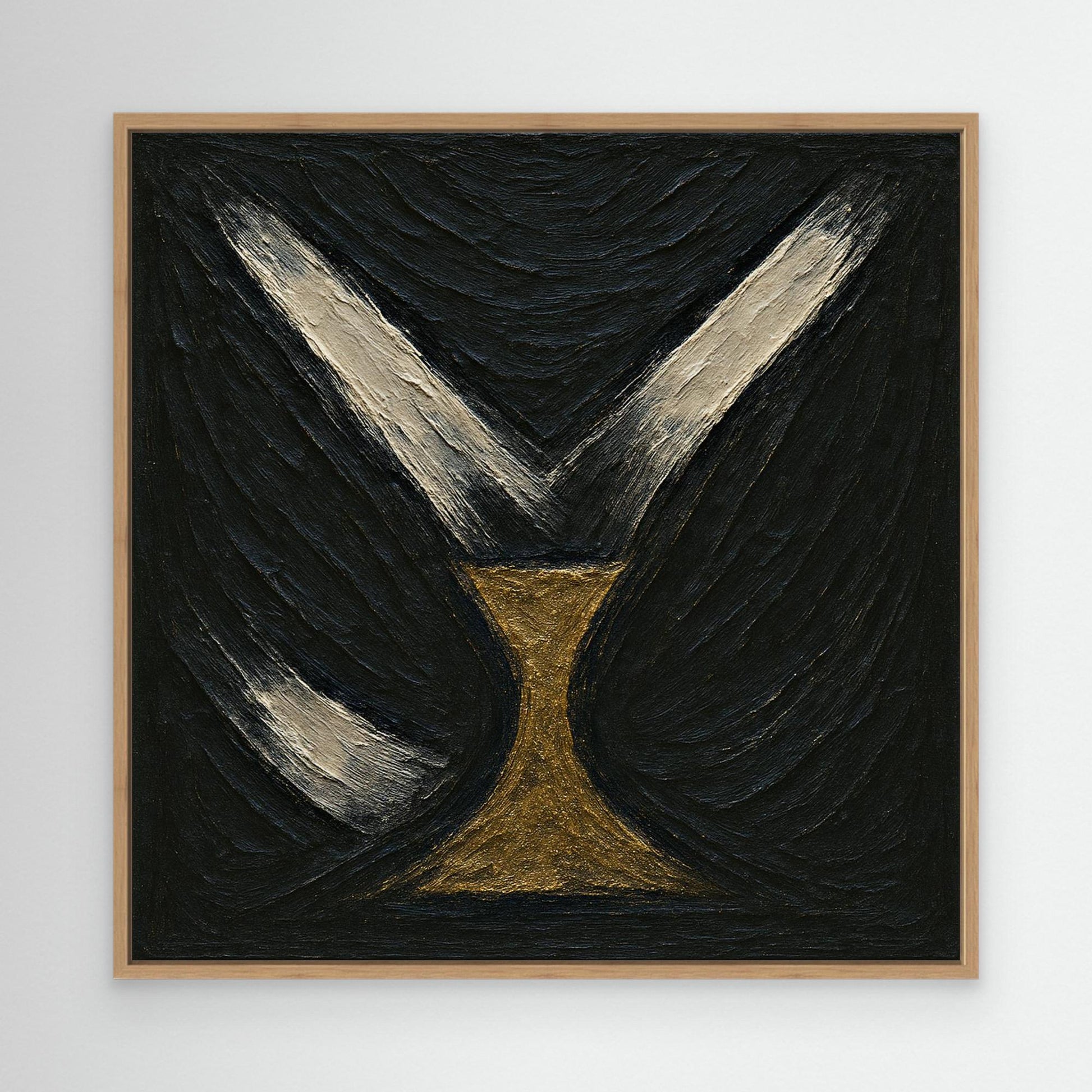 Golden Abstract Hourglass Canvas Wall Art