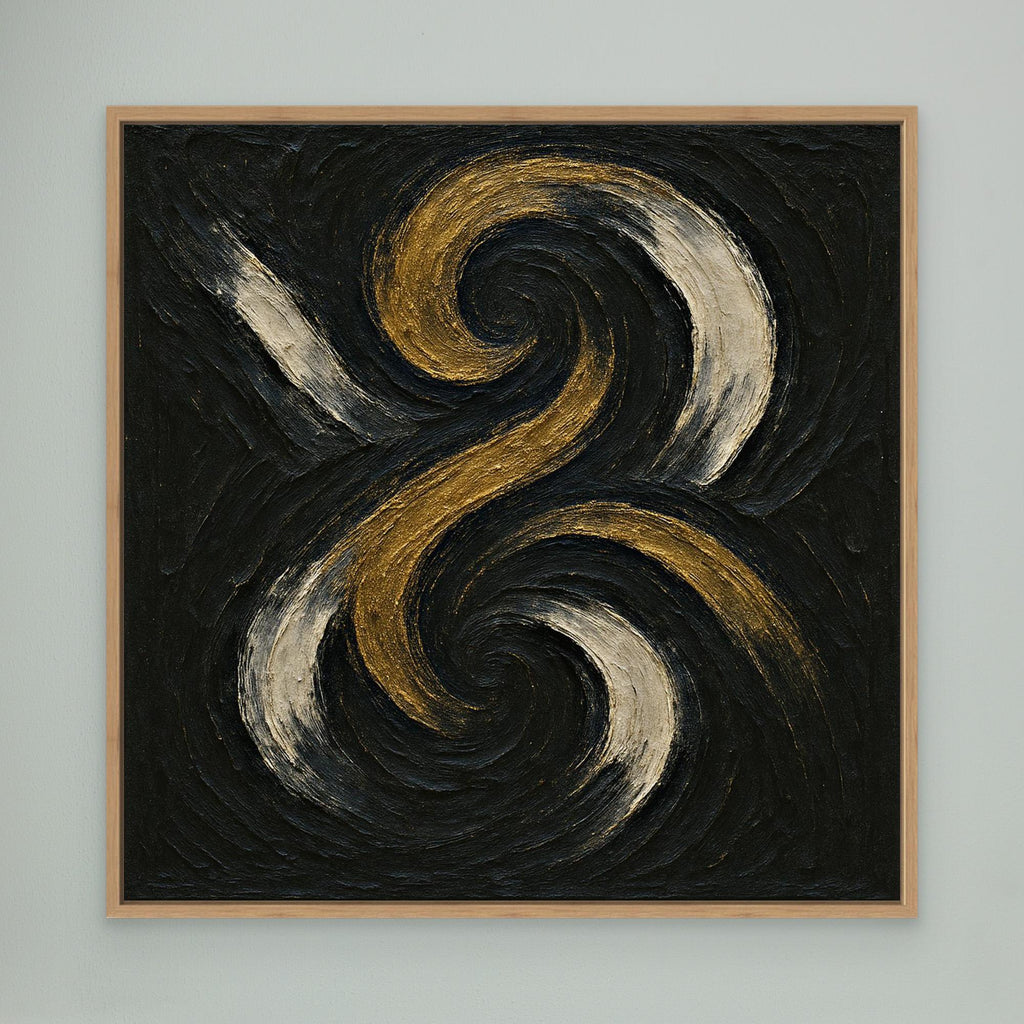Spiral Abstract Canvas Wall Art – Gold and Black Modern Print