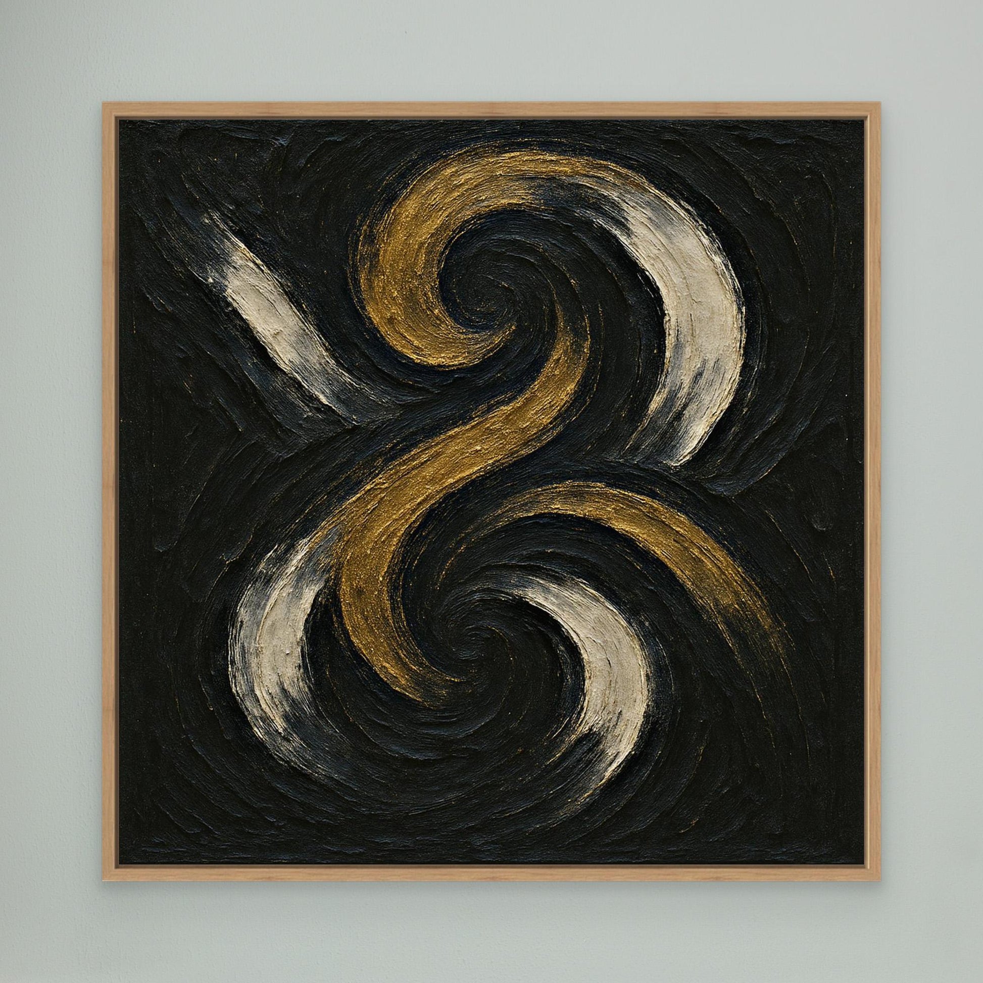 Spiral Abstract Canvas Wall Art – Gold and Black Modern Print