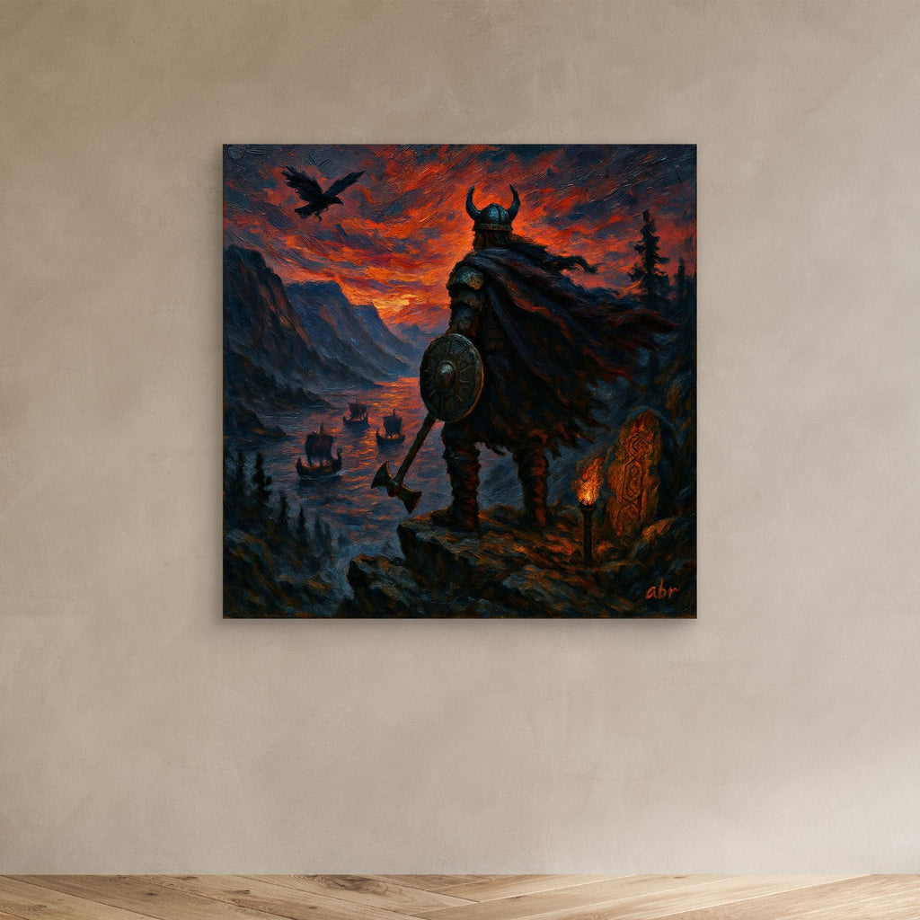 Viking Warrior at Sunset – Canvas Wall Art