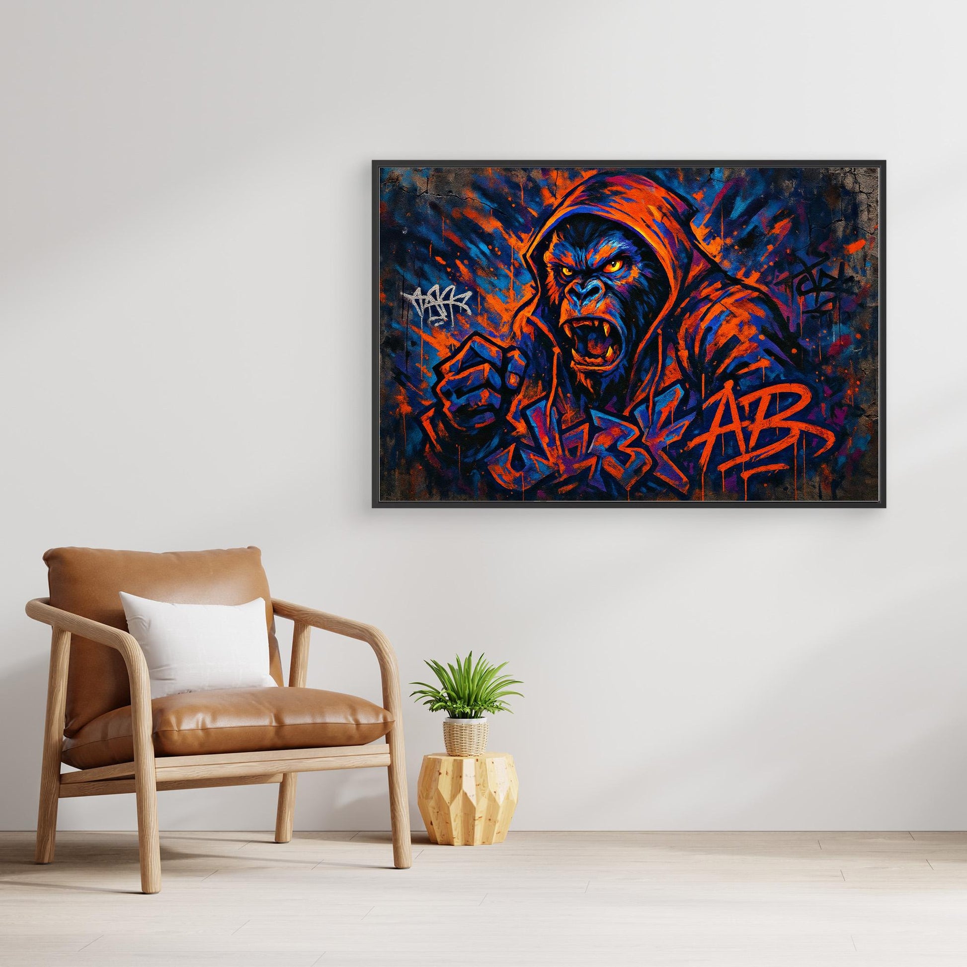 Angry Gorilla Graffiti Canvas Wall Art