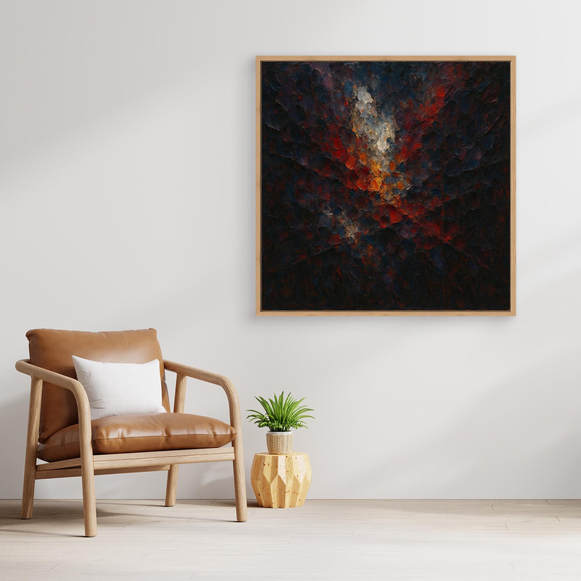 Abstract Flame Burst – Textured Canvas Wall Art in Red & Gold