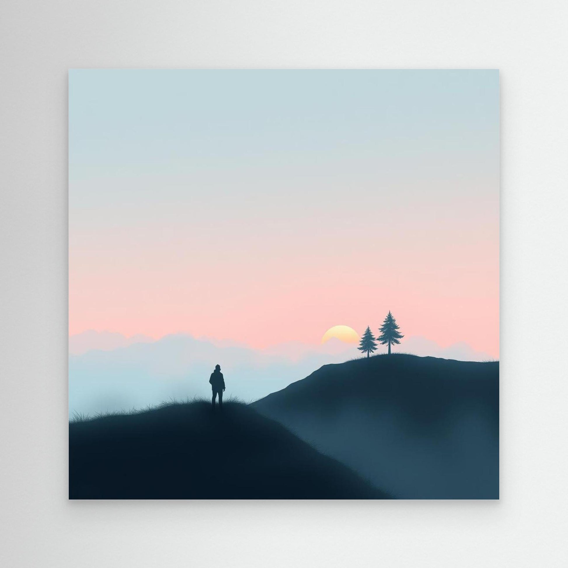 Solitude at Sunset – Minimalist Landscape Canvas Wall Art