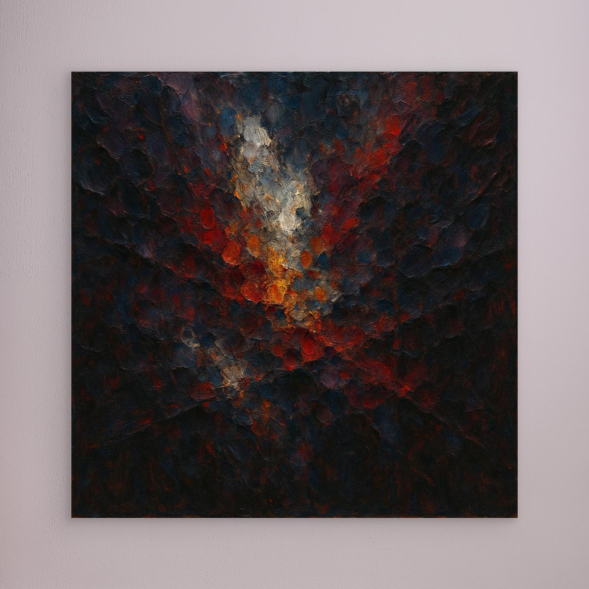 Abstract Flame Burst – Textured Canvas Wall Art in Red & Gold