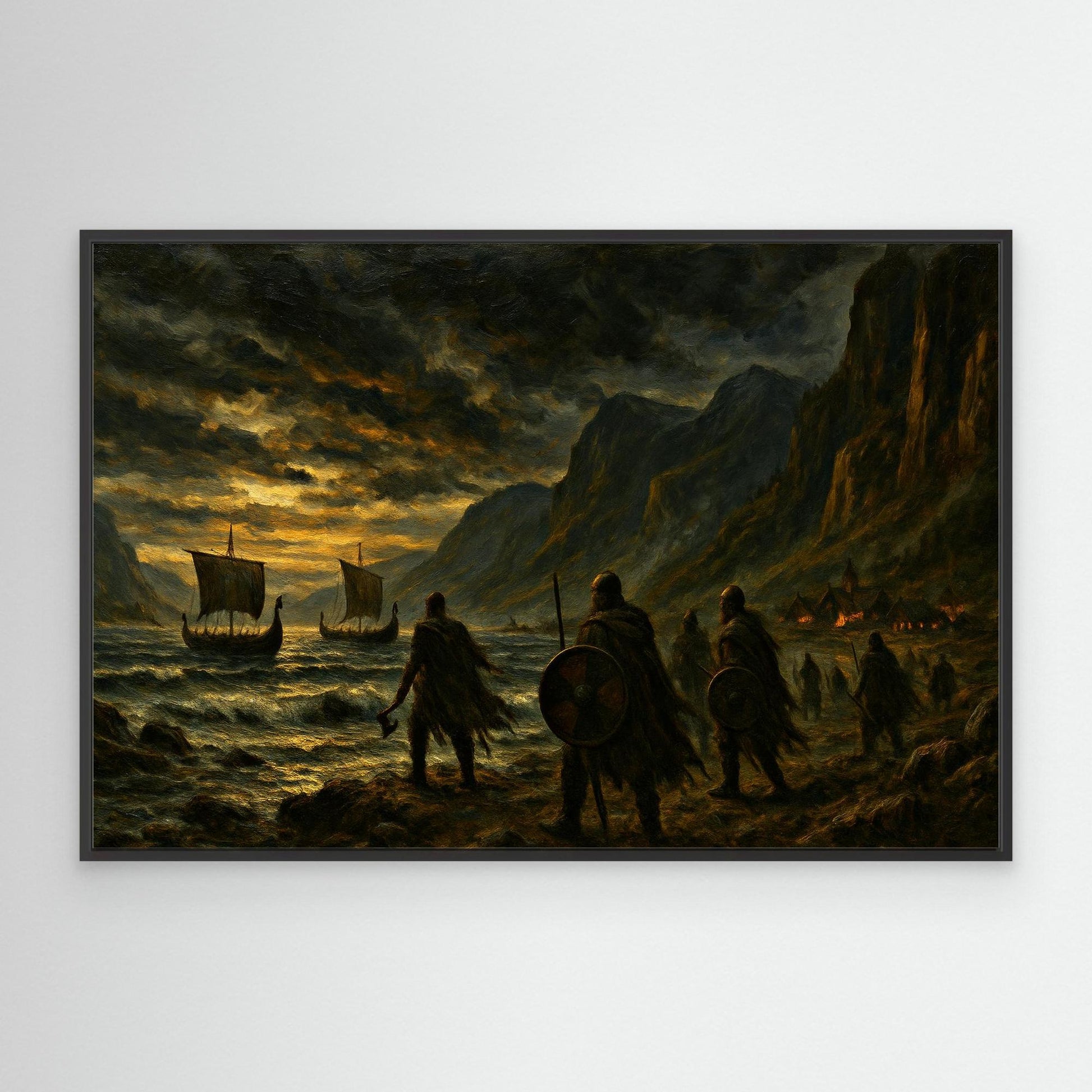 Viking Warships at Sunset – Canvas Wall Art
