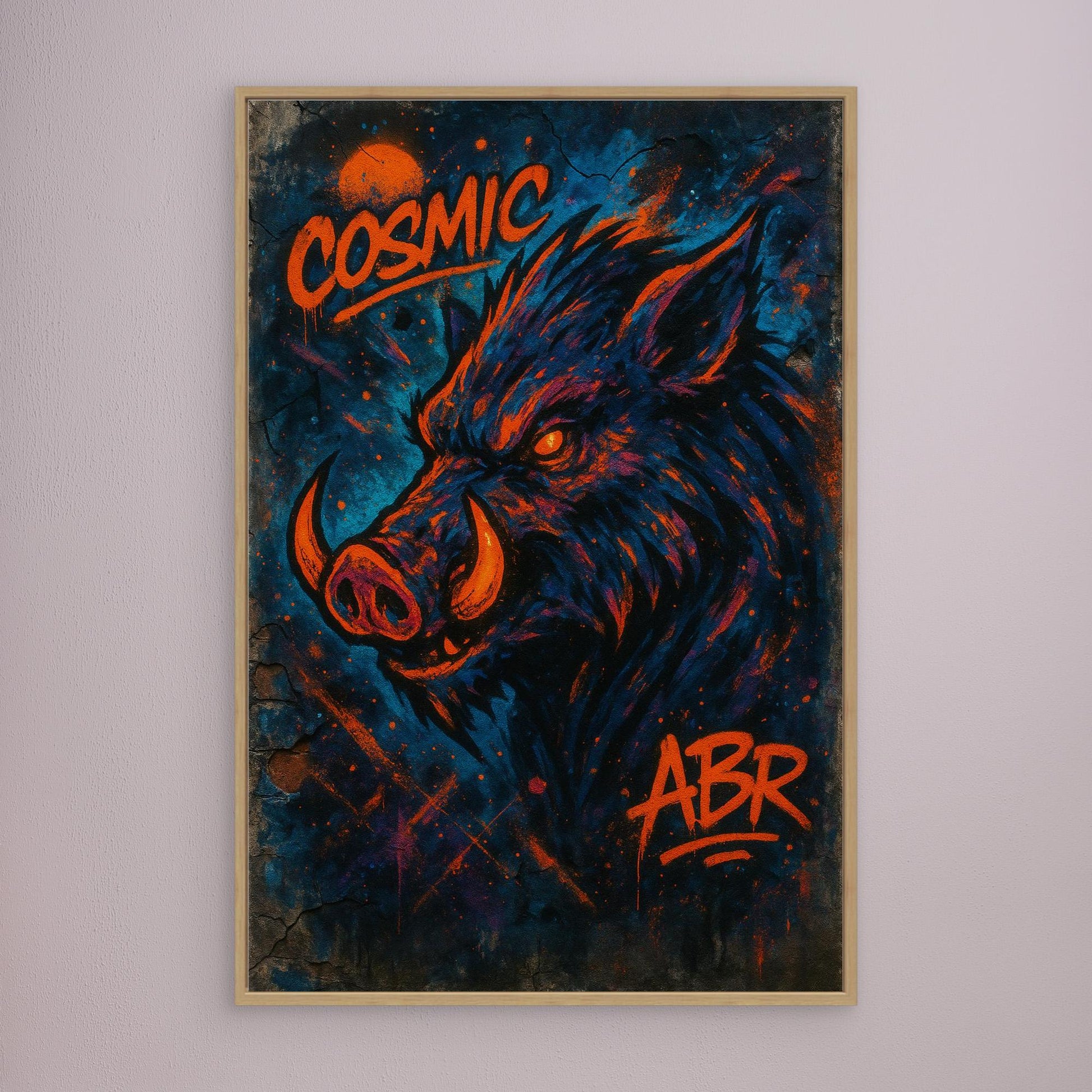 Cosmic Boar Graffiti Canvas Wall Art