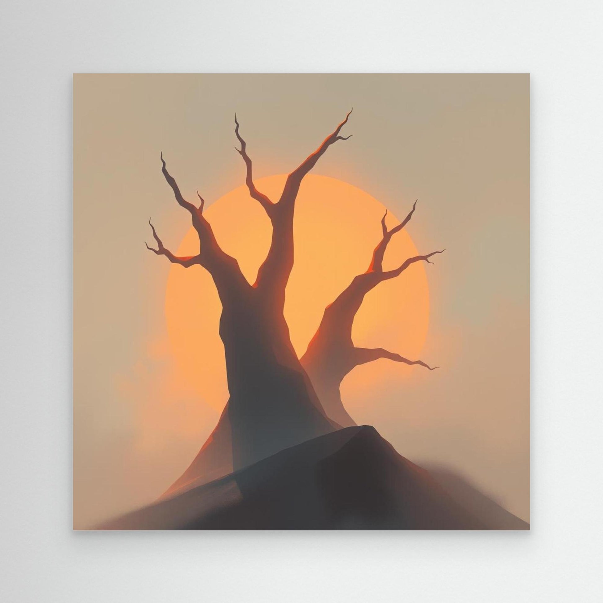 Sunset Silhouettes – Minimalist Tree Landscape Canvas Wall Art | Abstract Nature Print