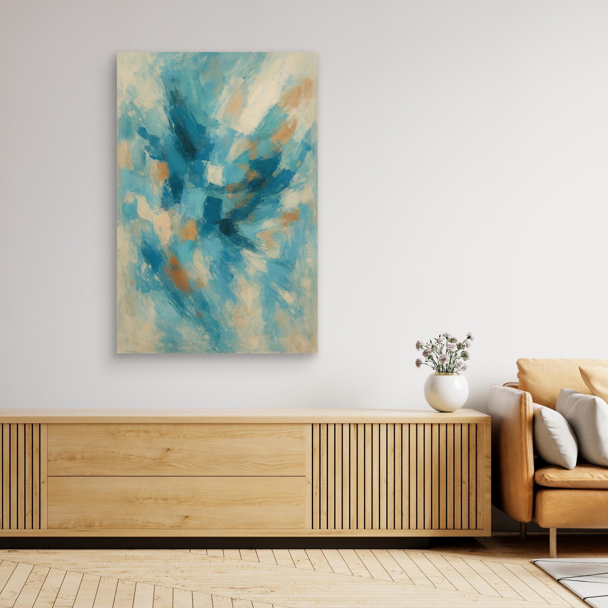 Blue Whisper – Abstract Canvas Wall Art in Oceanic Hues | Modern Splash of Color for Interior Decor
