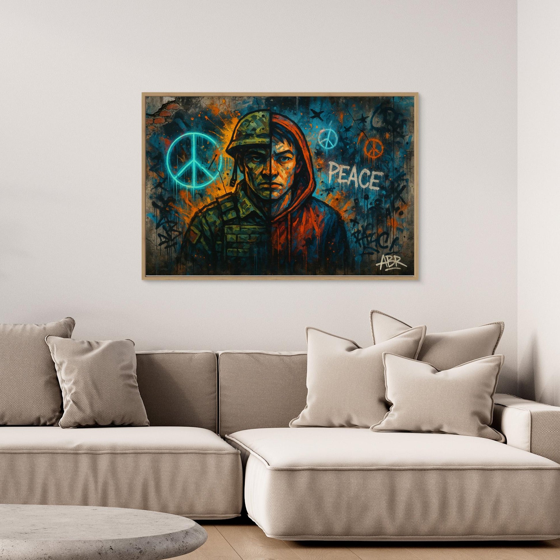 Peace and War Street Art Canvas – Urban Graffiti Wall Print