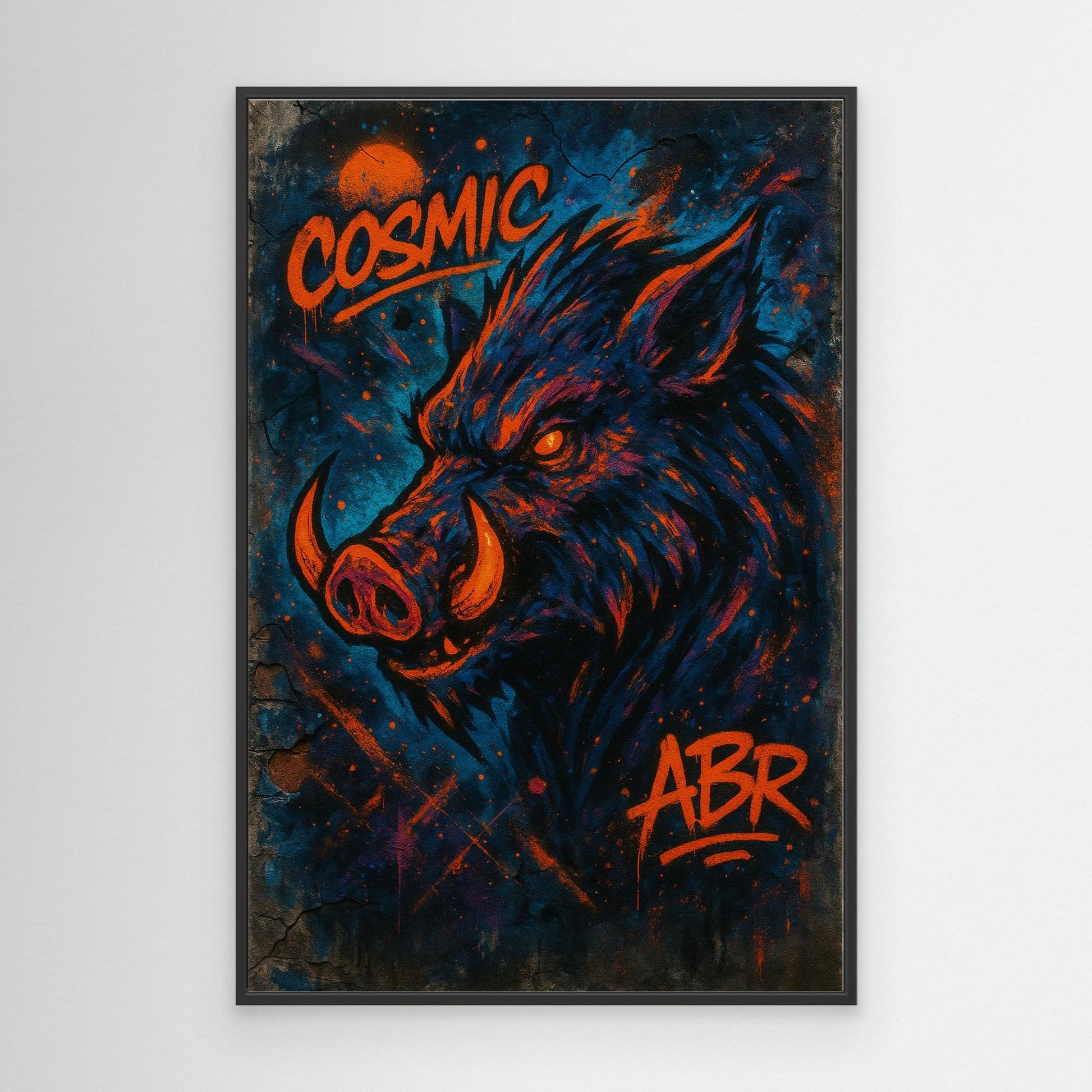 Cosmic Boar Graffiti Canvas Wall Art