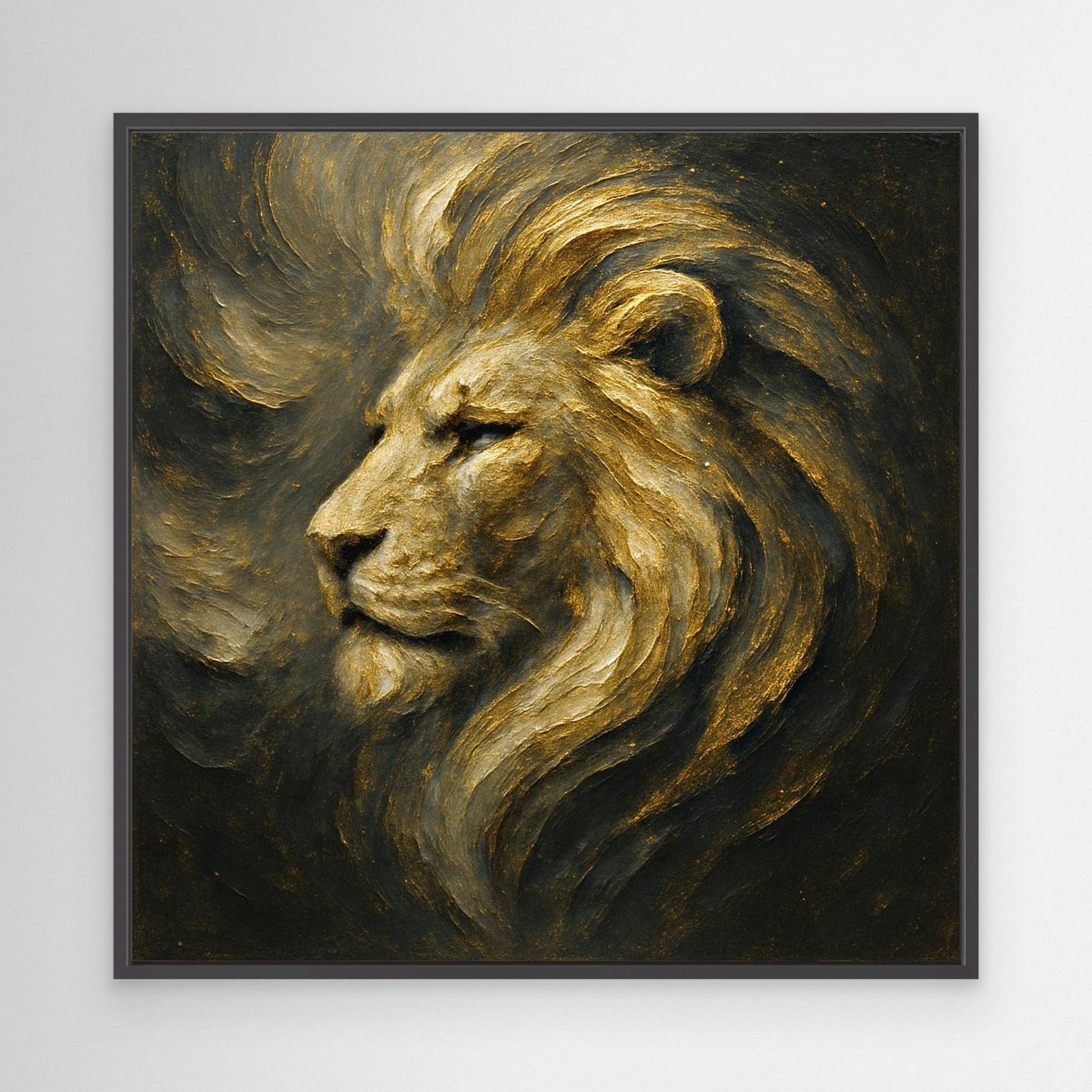 Golden Lion Canvas Wall Art – Regal Abstract Animal Print